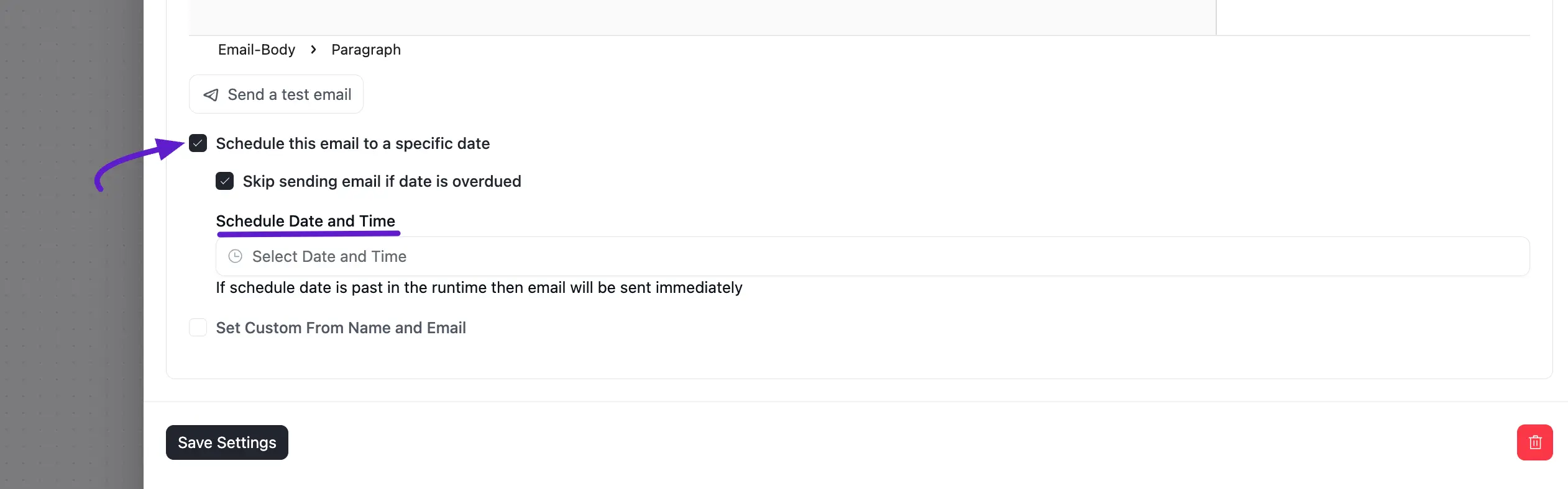 Schedule this email to a specific date