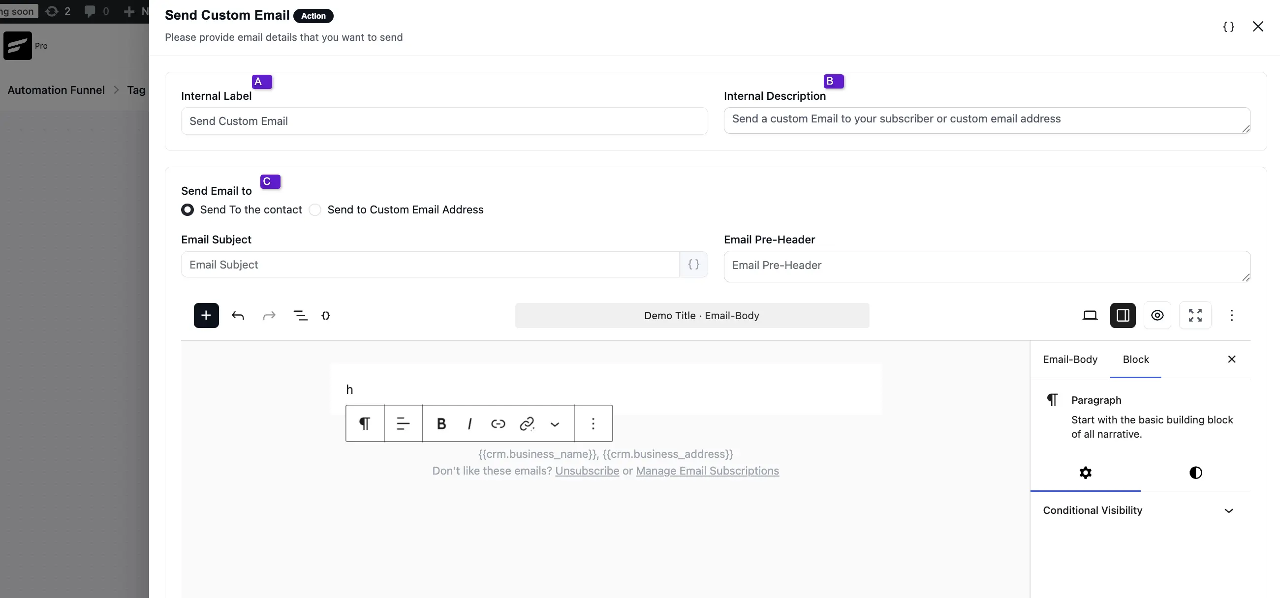 Send custom email