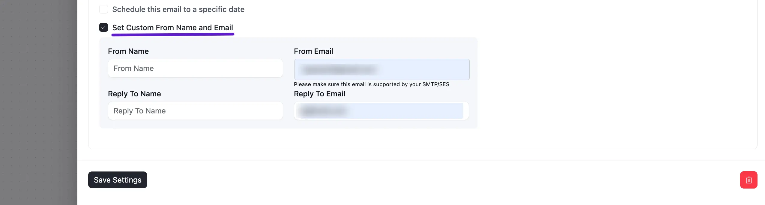 Set custom from name and email