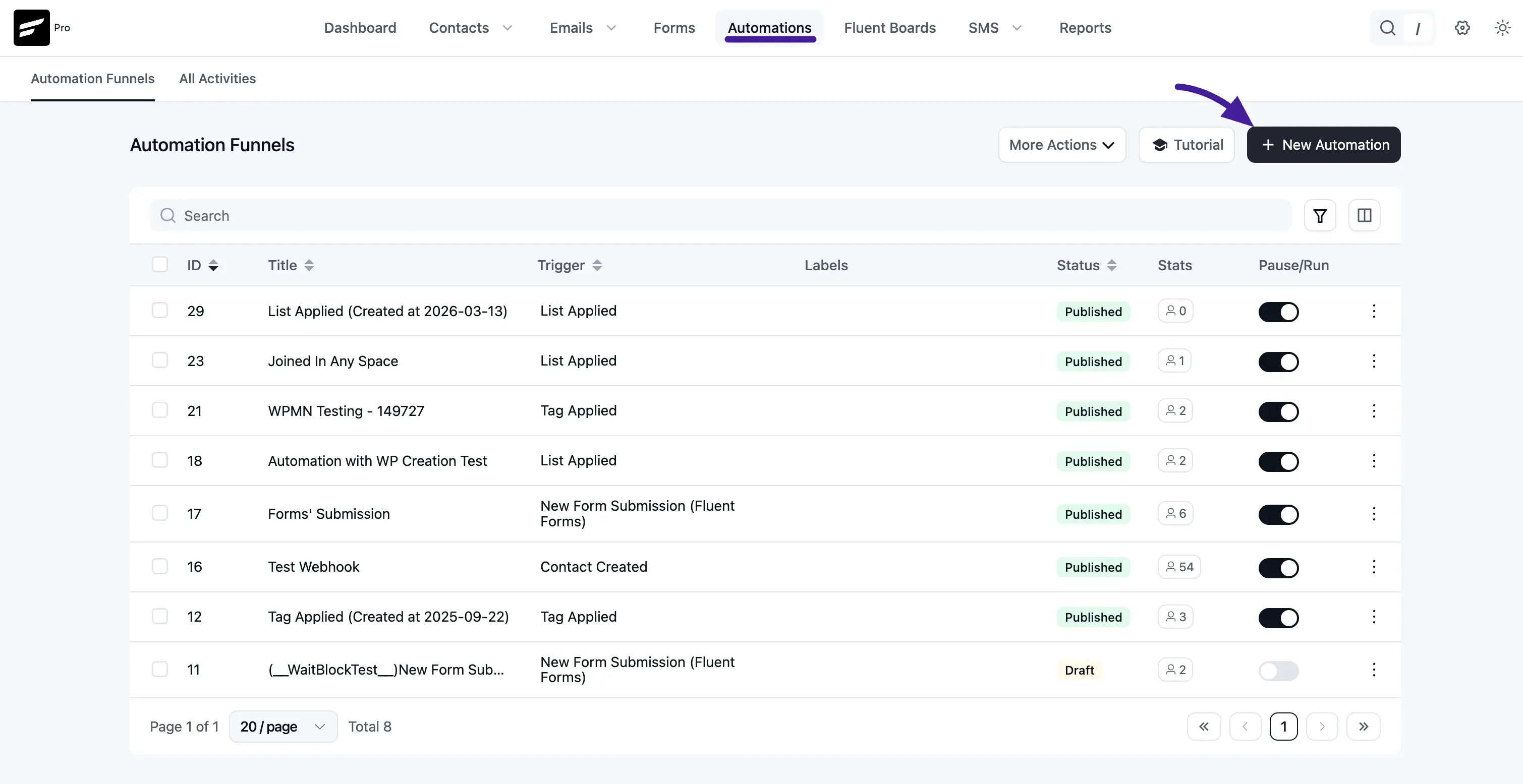 Open a desired automation or create new one