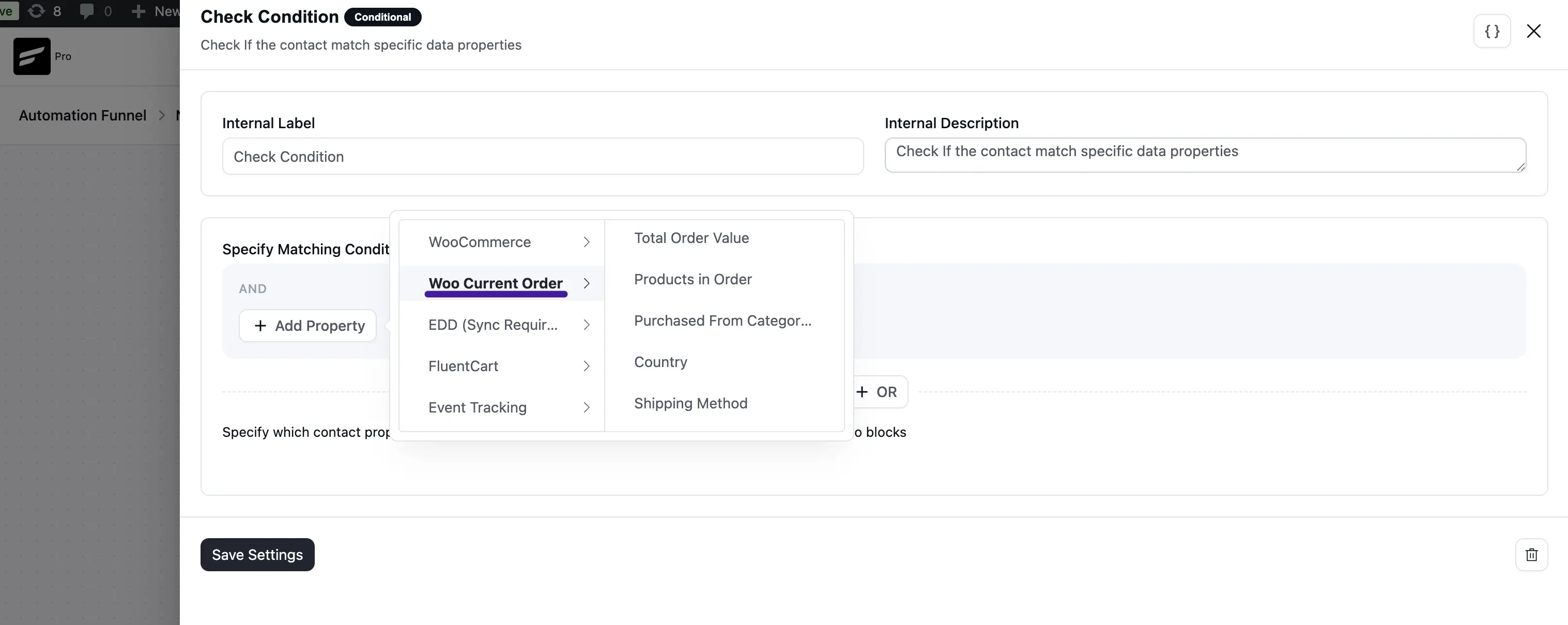 Woo current order property