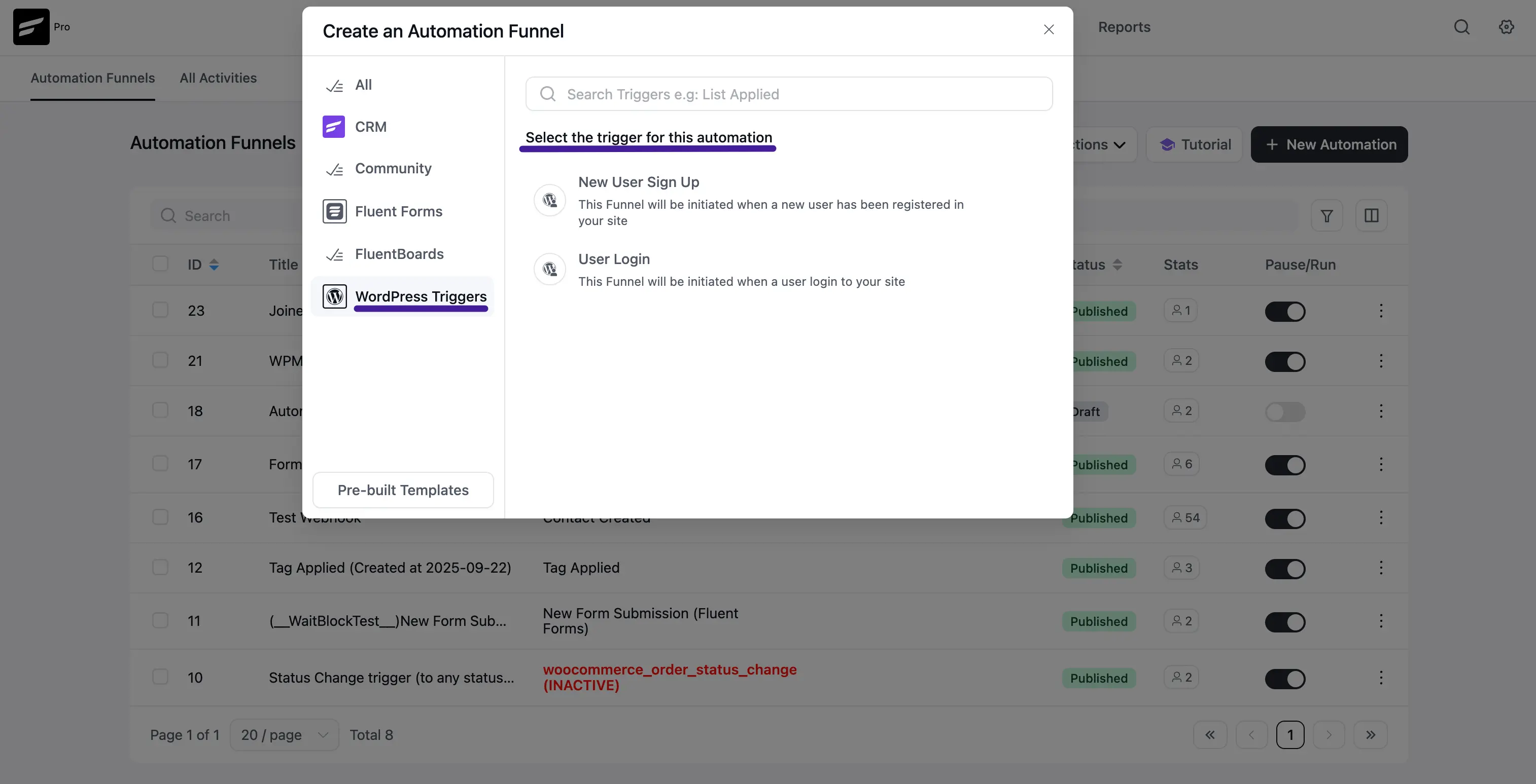 Wordpress triggers