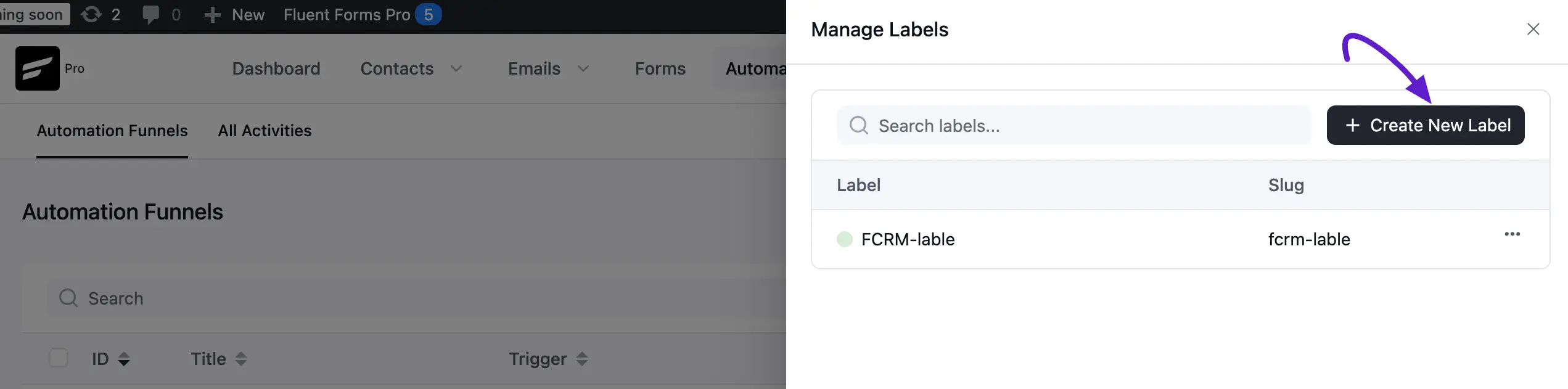 Create new label 