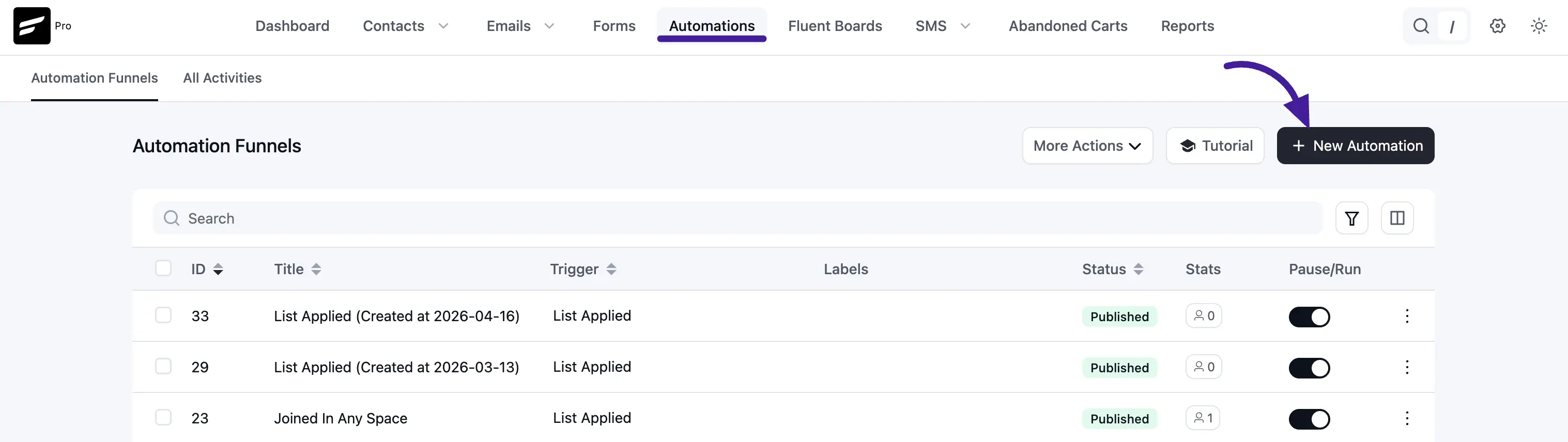 Open a desired automation or create new one