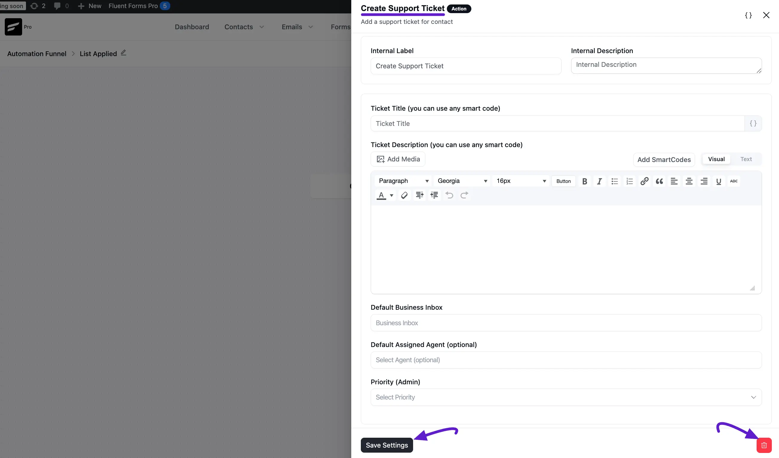 Create support ticket