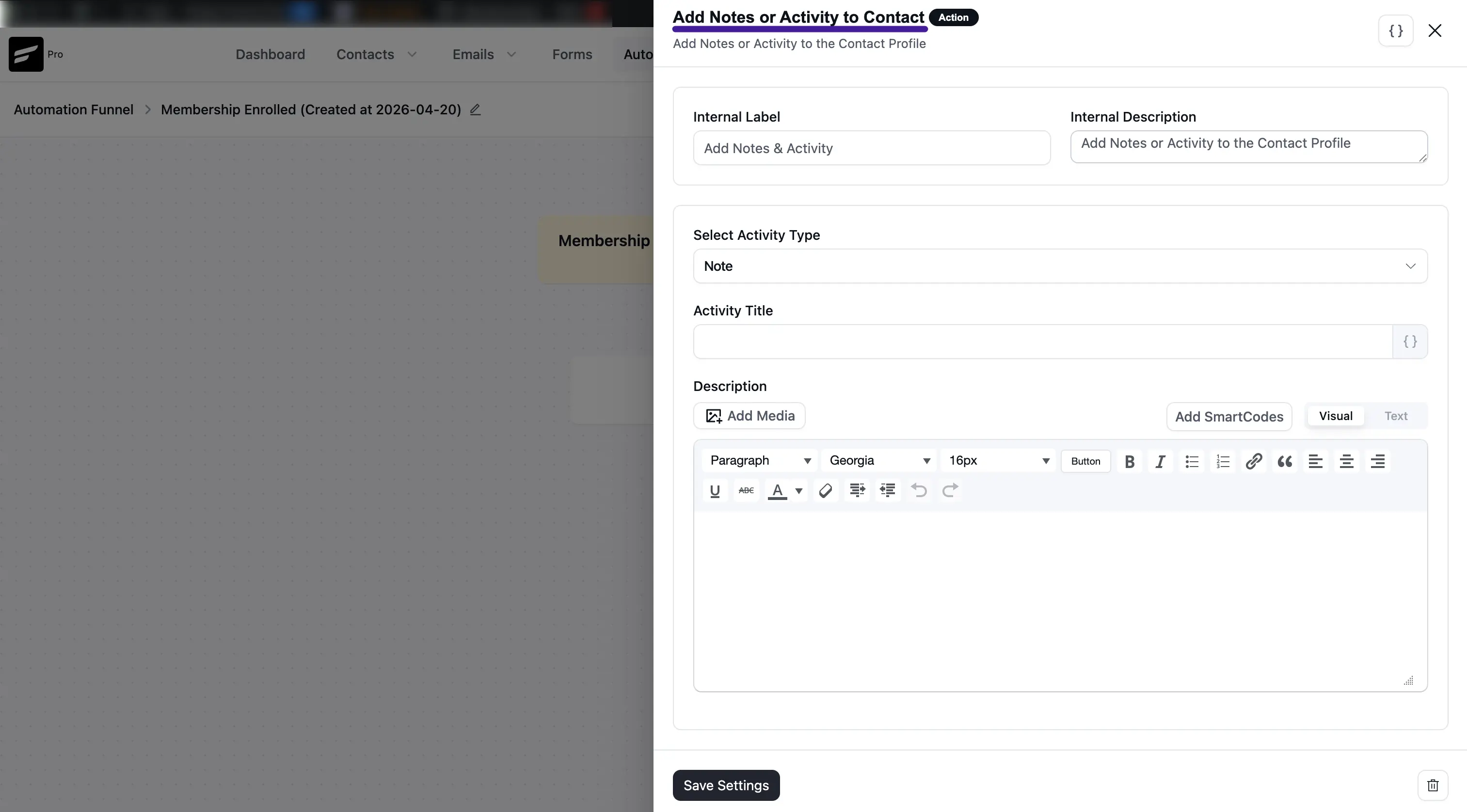 Add notes & activities