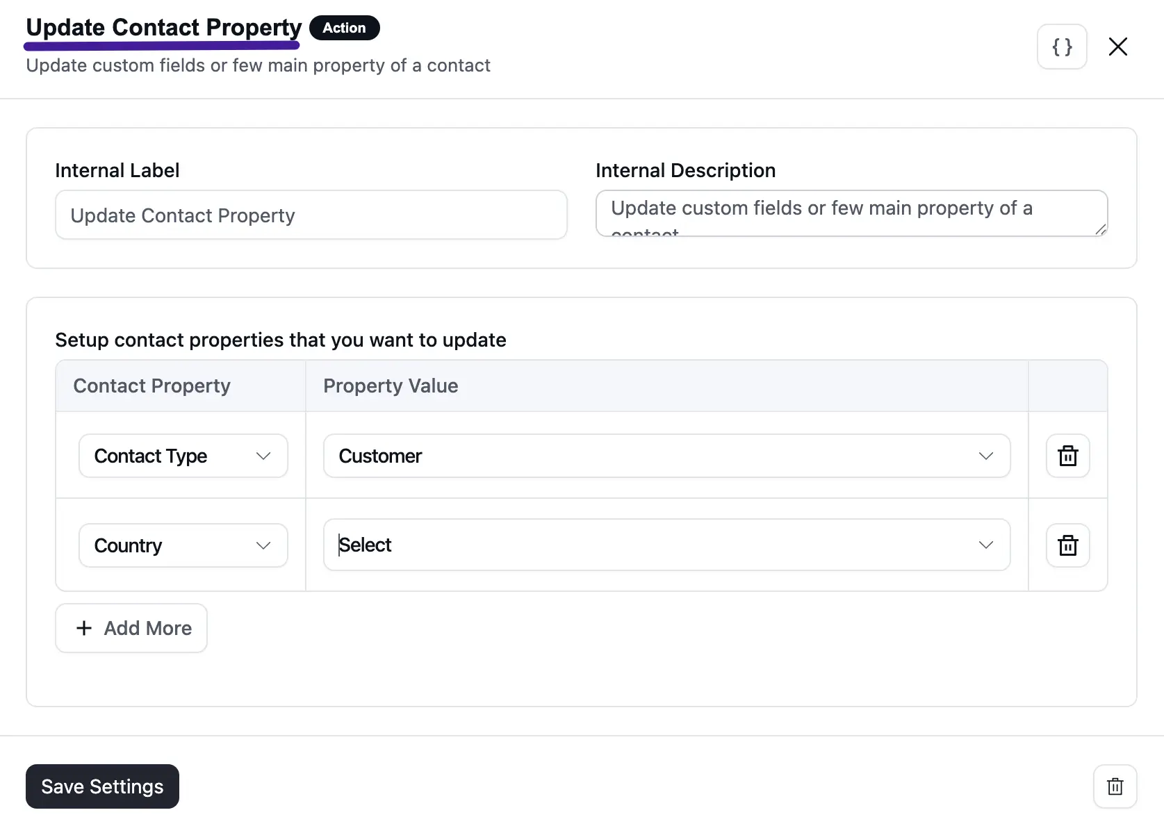 Update contact property