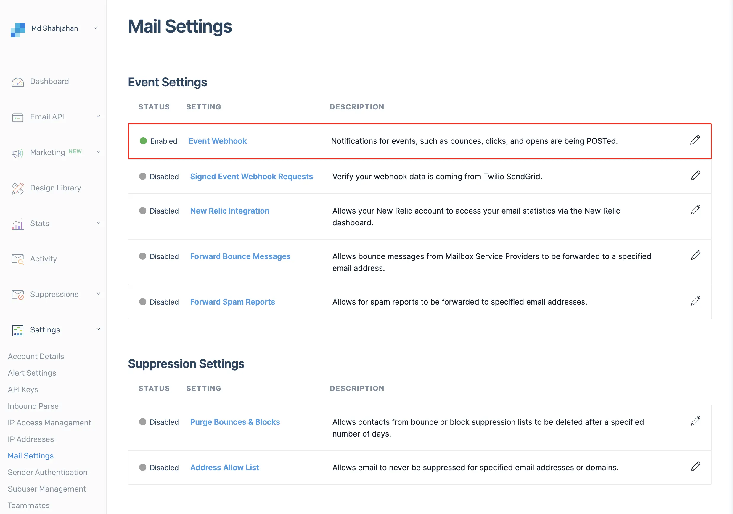 Event Webhook