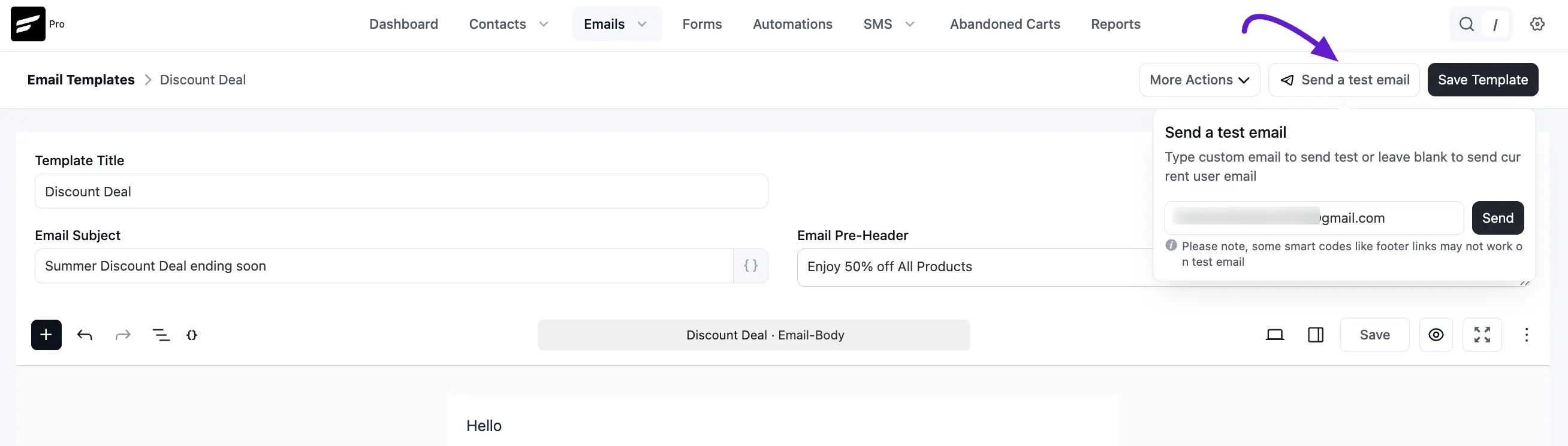 crm email sequence send test email