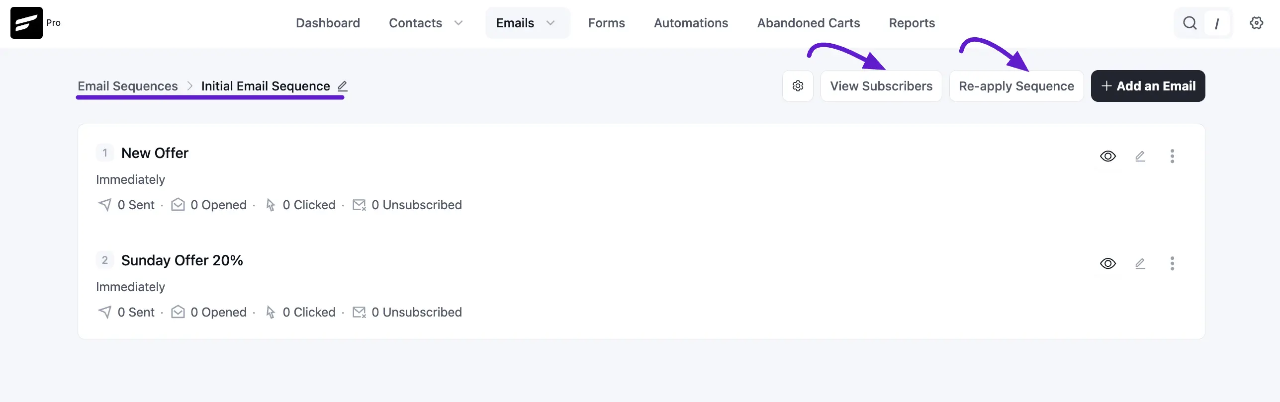 crm sequence 5emails