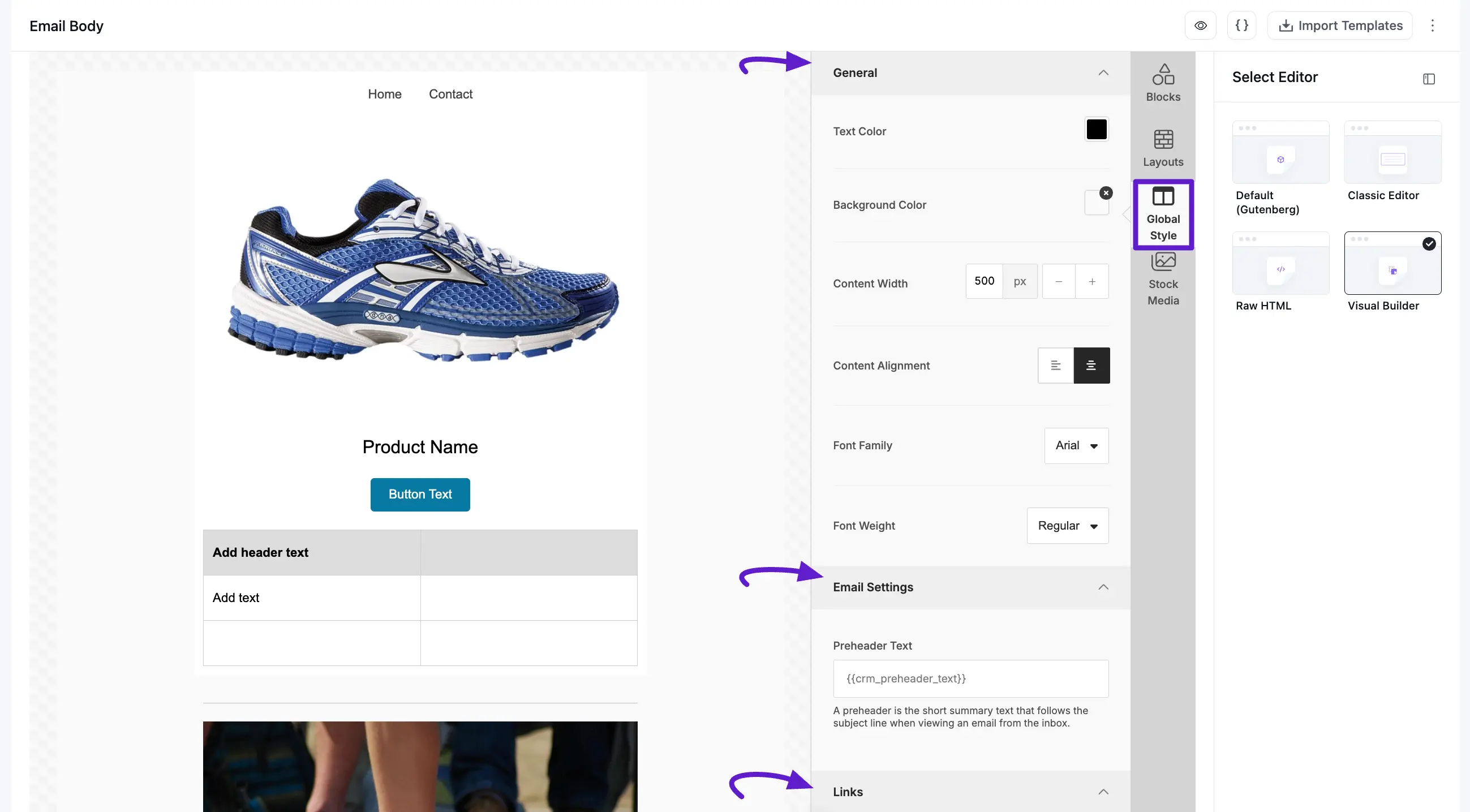 fluent crm visual builder global style