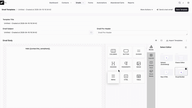 fluentcrm column layout gif