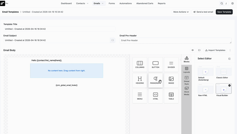 fluentcrm visual builder images gif