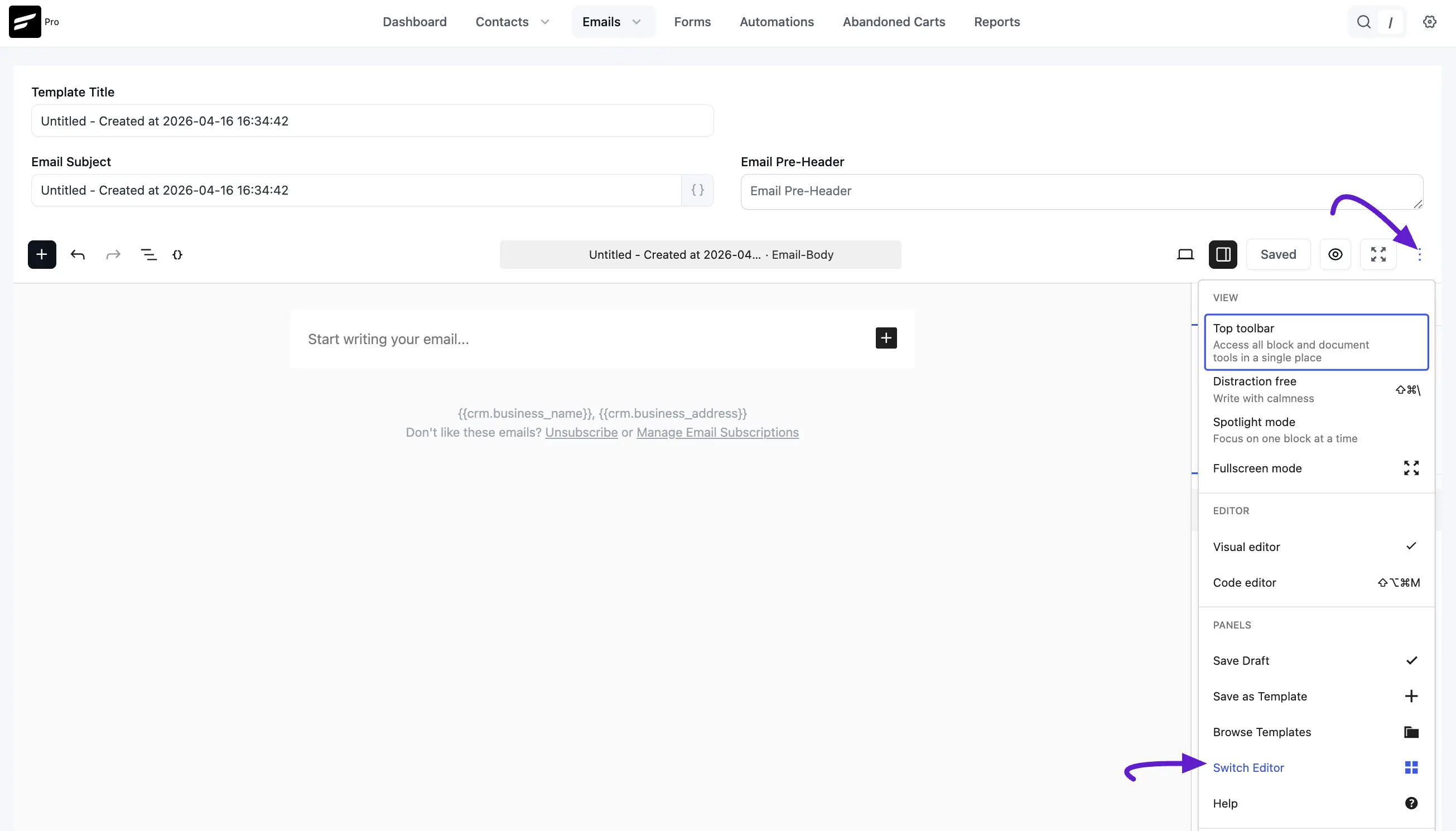 fluentcrm visual builder 1