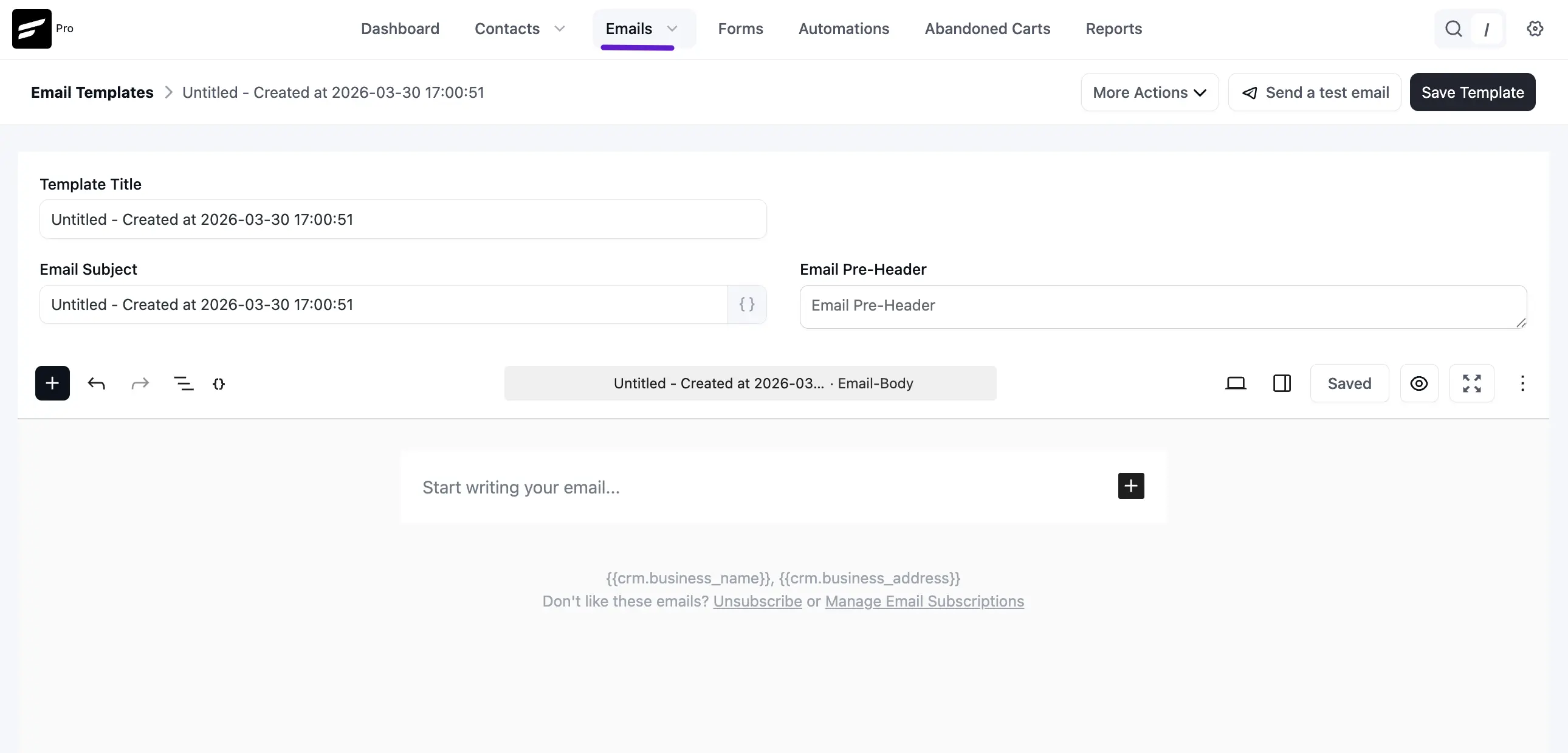 Composing Emails in Email Template
