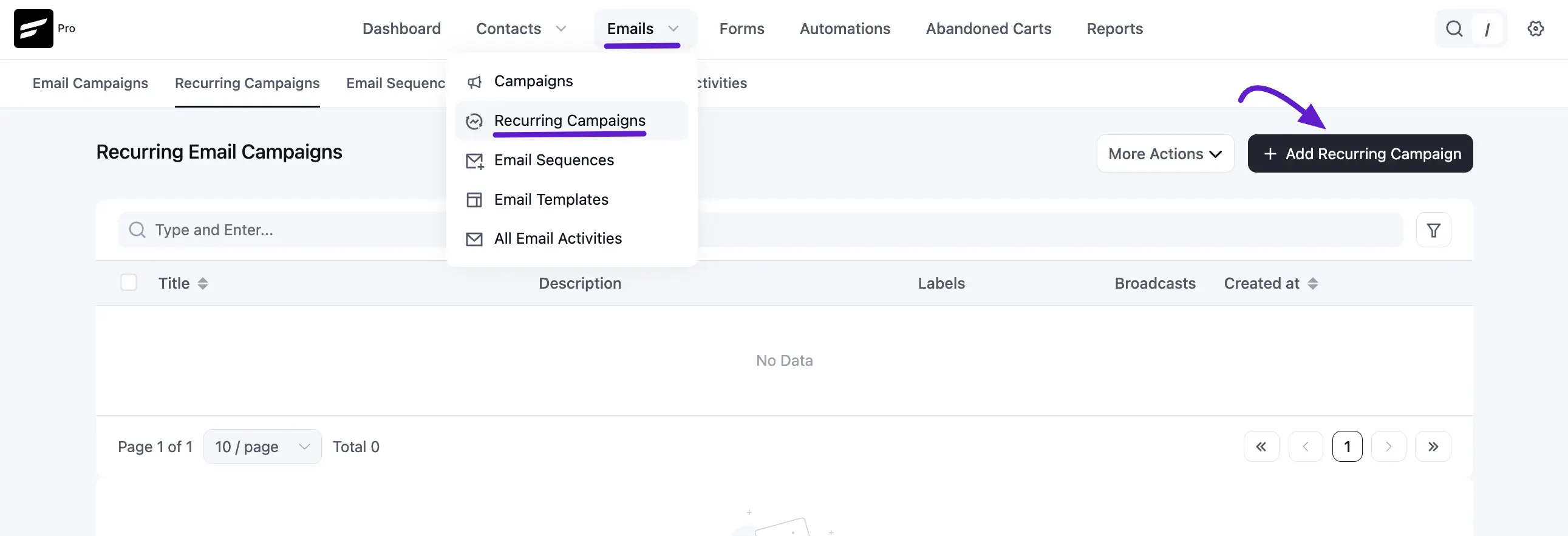 crm recurring campaign