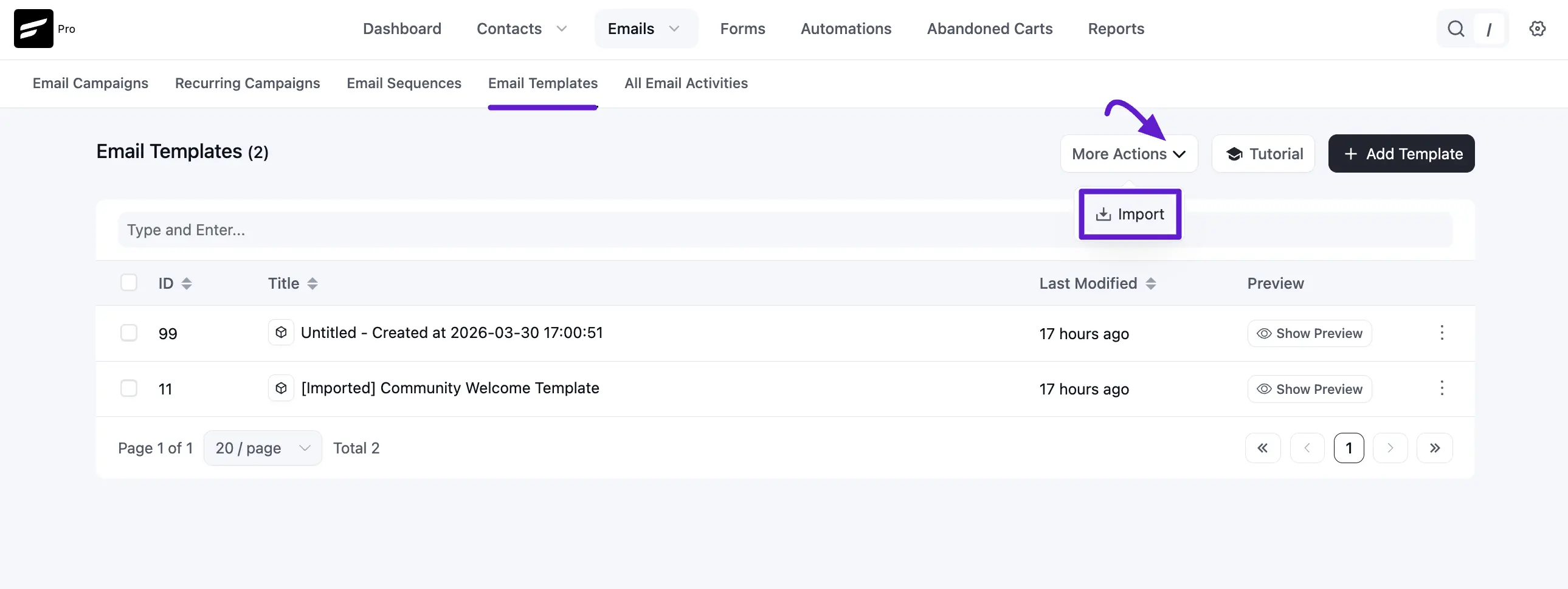 crm campaign import template