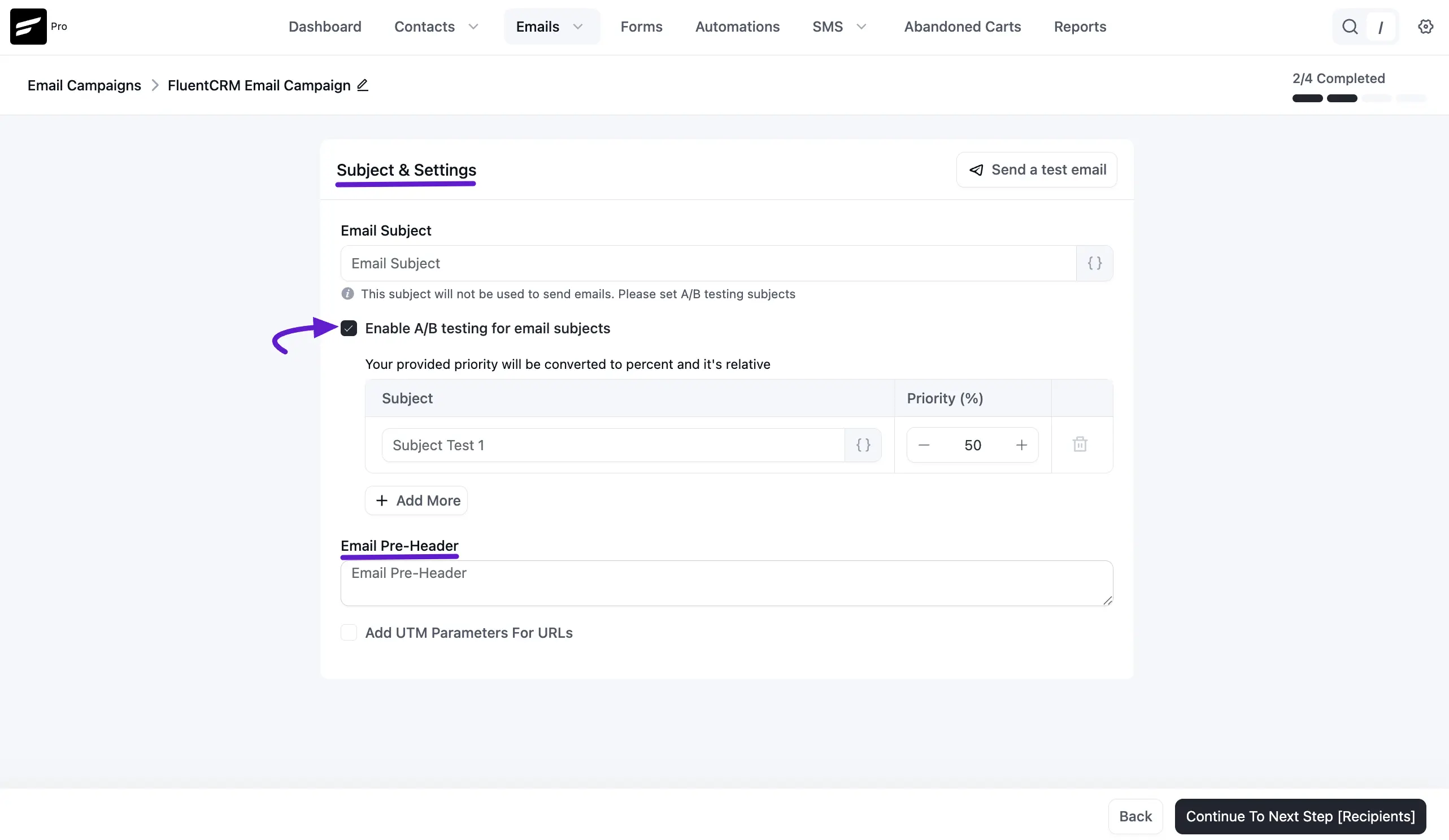 crm campaign ab