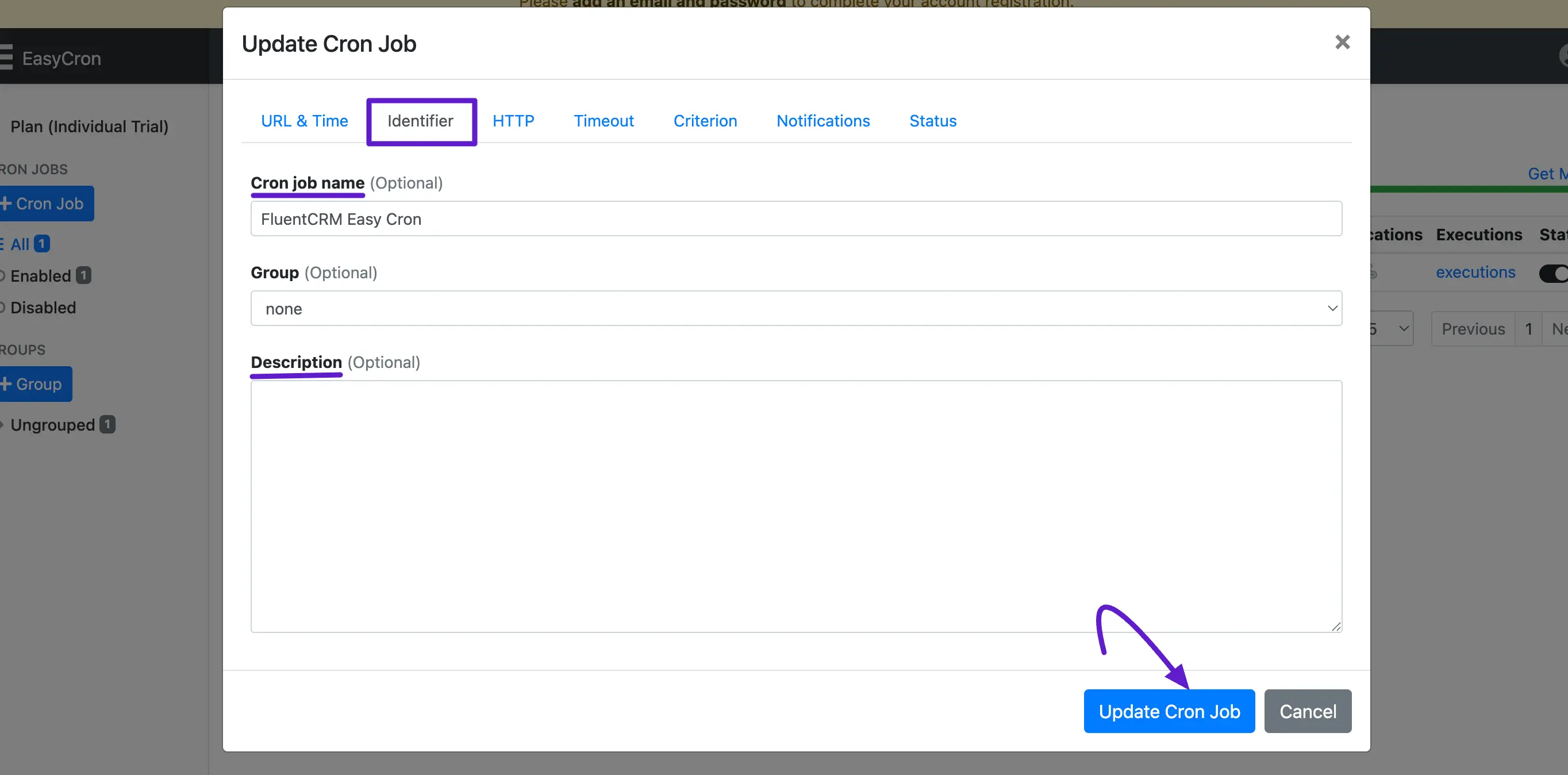 crm easycron identifier