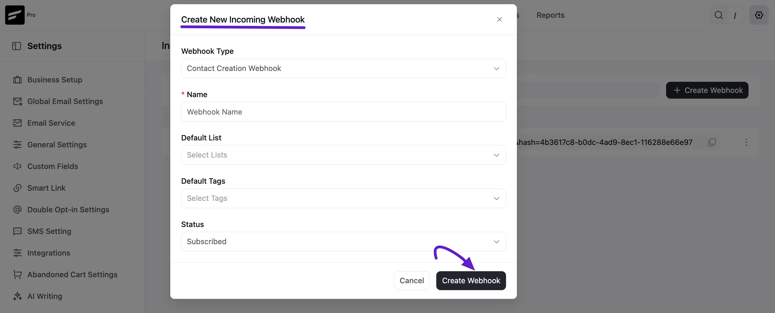 Create a Webhook