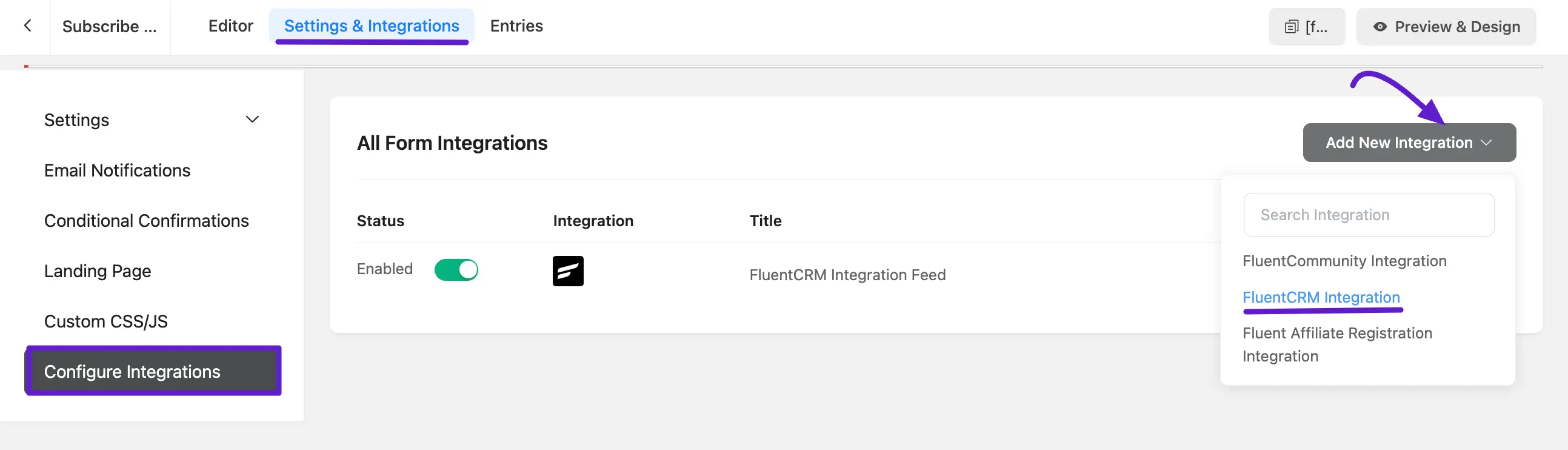 FluentCRM Integration Feed