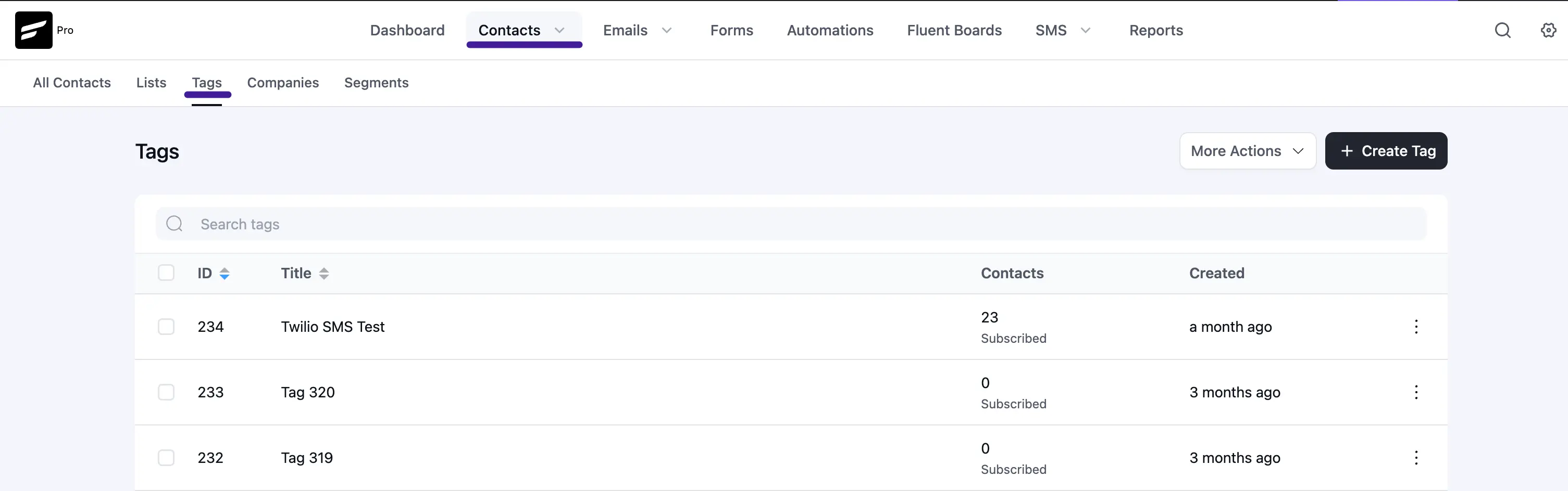 create a tag fluentcrm