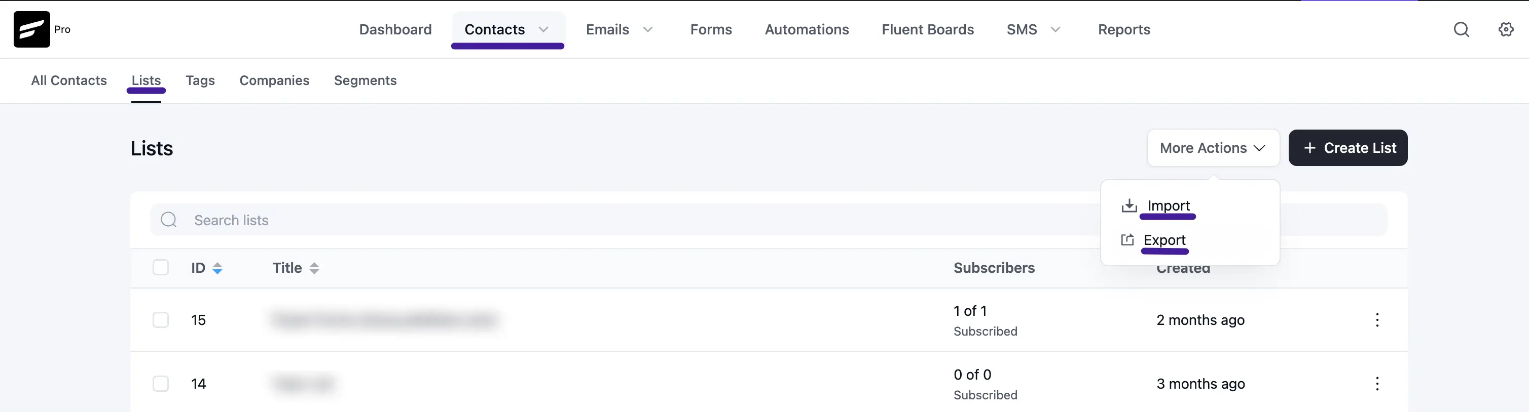 export contact list