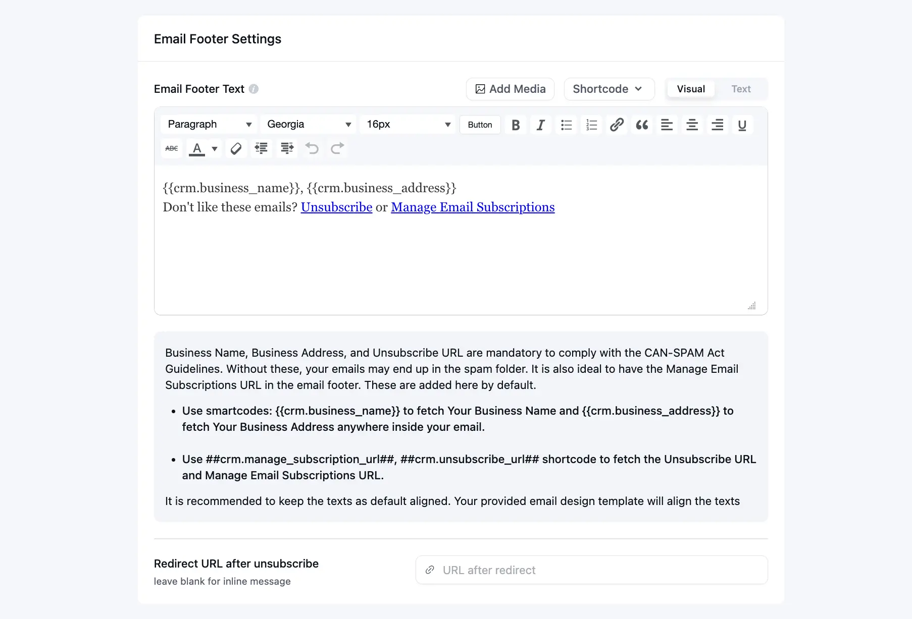 email settings fluentcrm