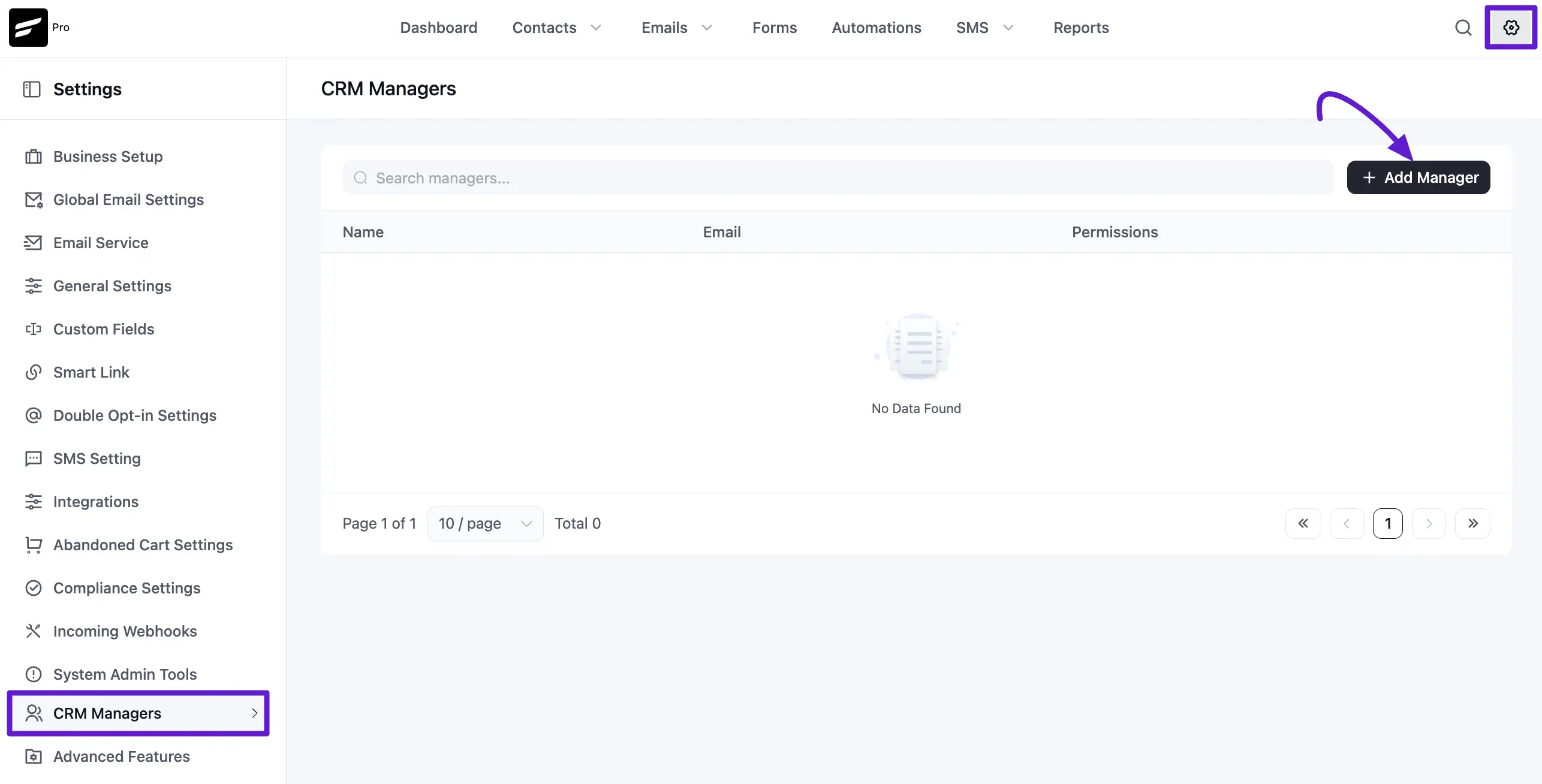 crm add manager