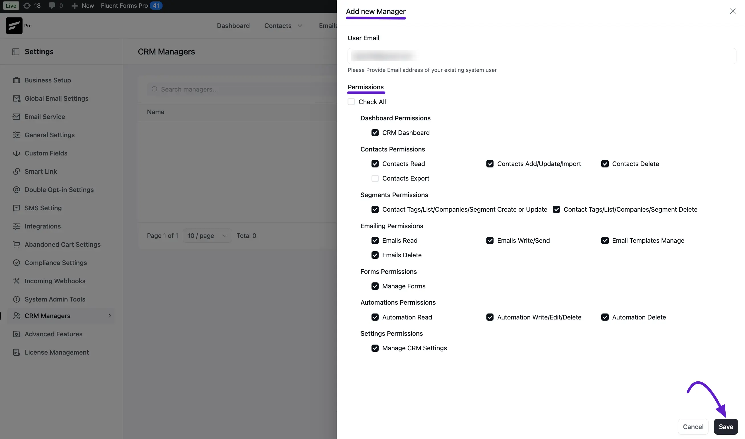 crm create manager