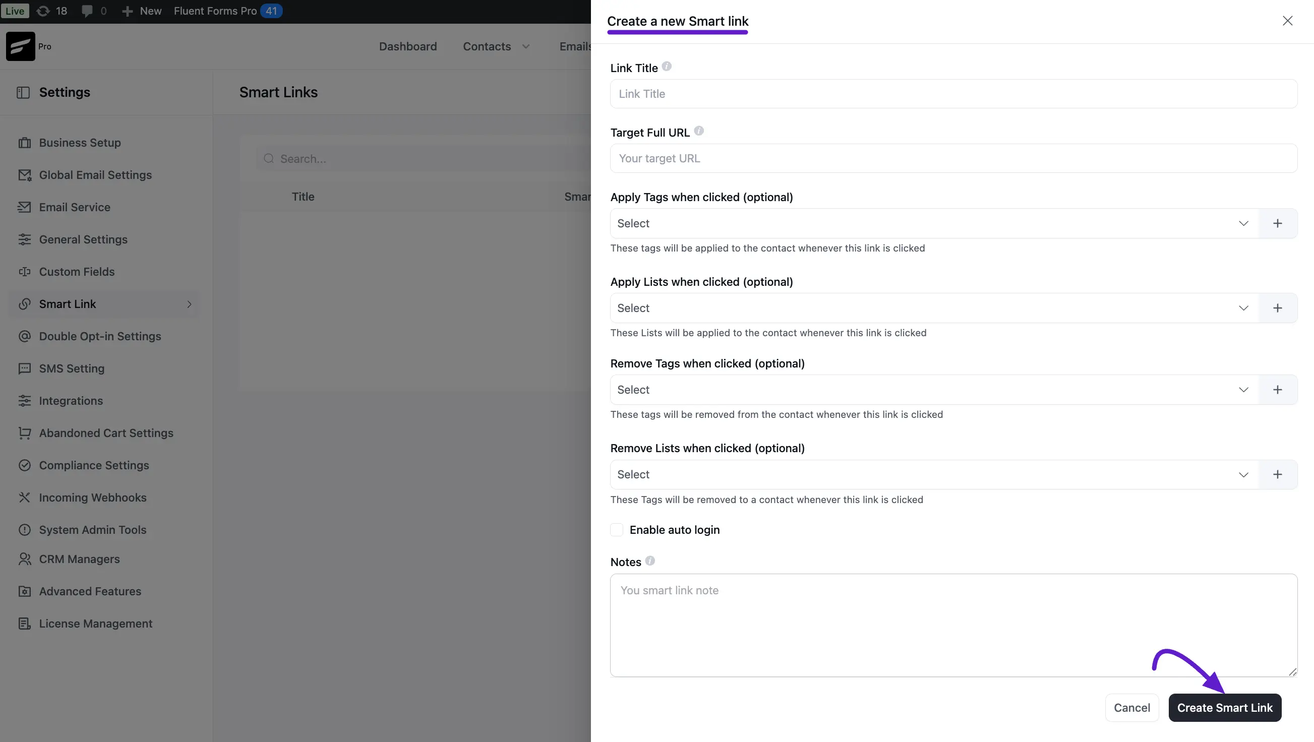 smart links fluentcrm 1