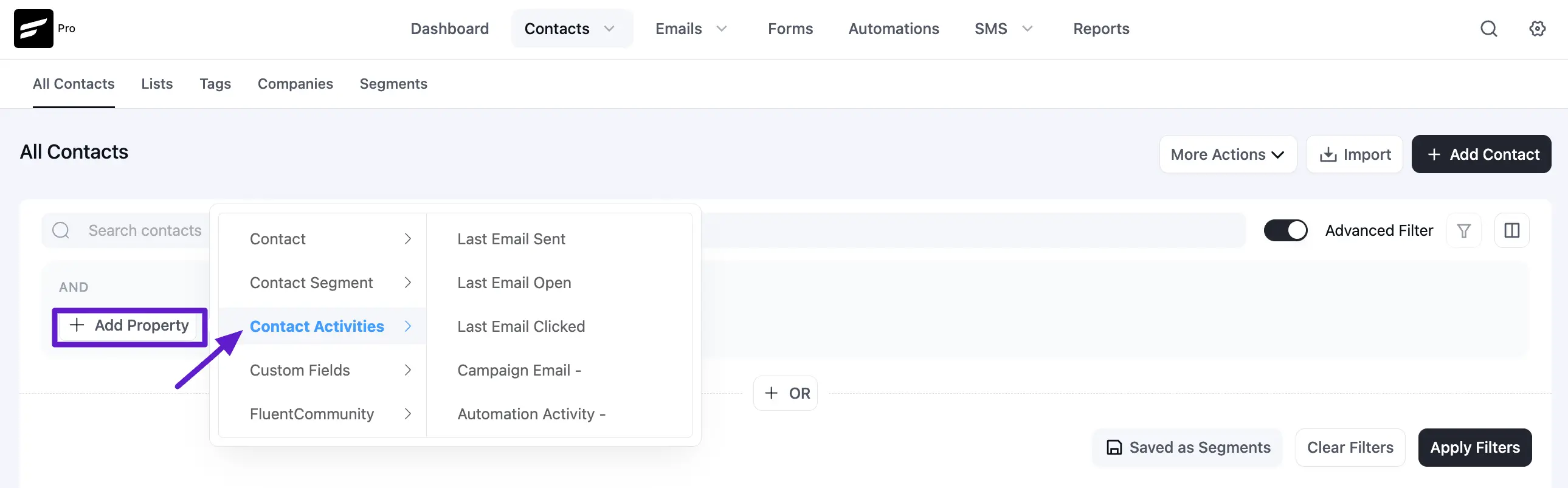 contacts fluentcrm 2 1