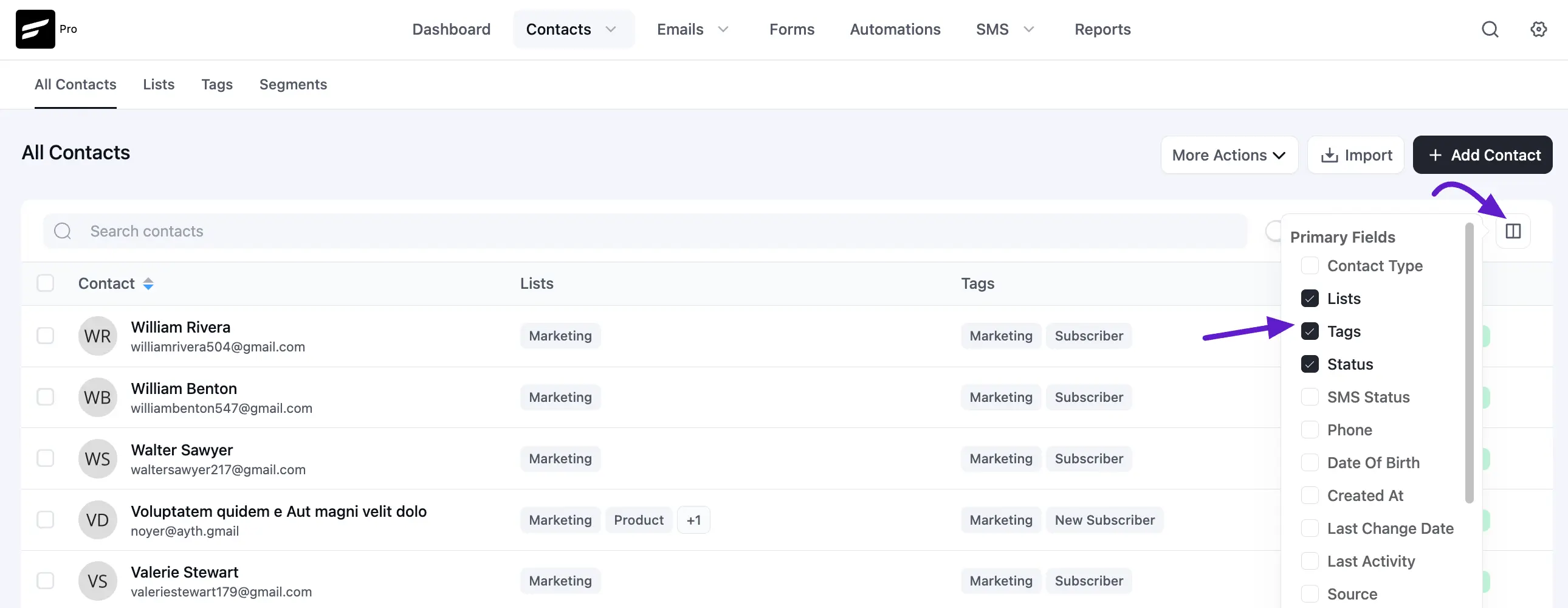 contacts fluentcrm 1