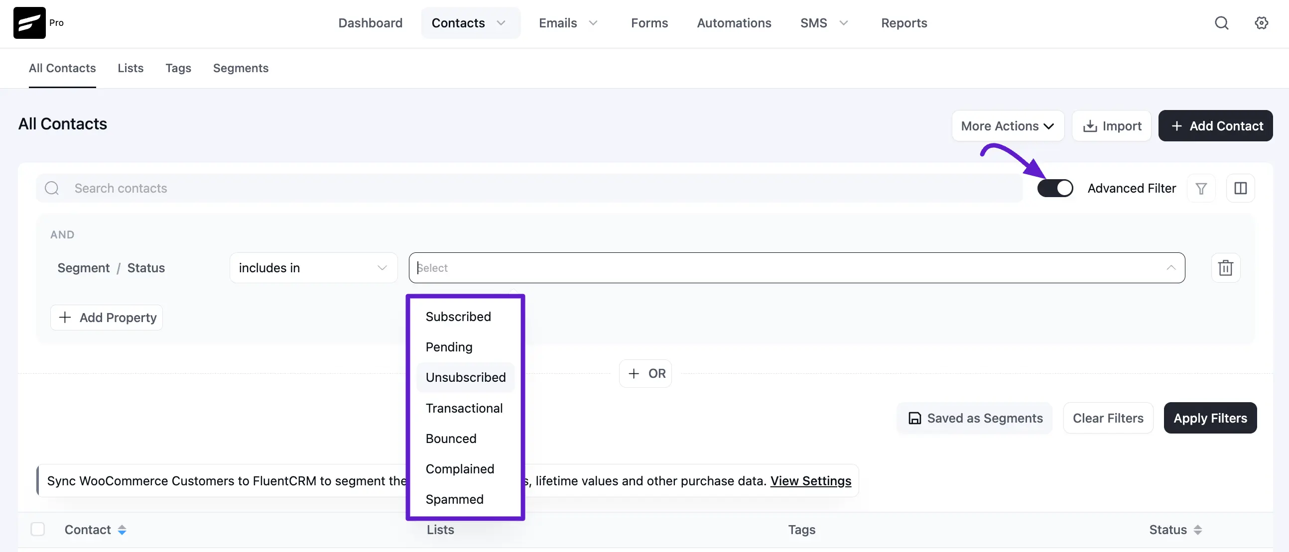 contacts fluentcrm 2