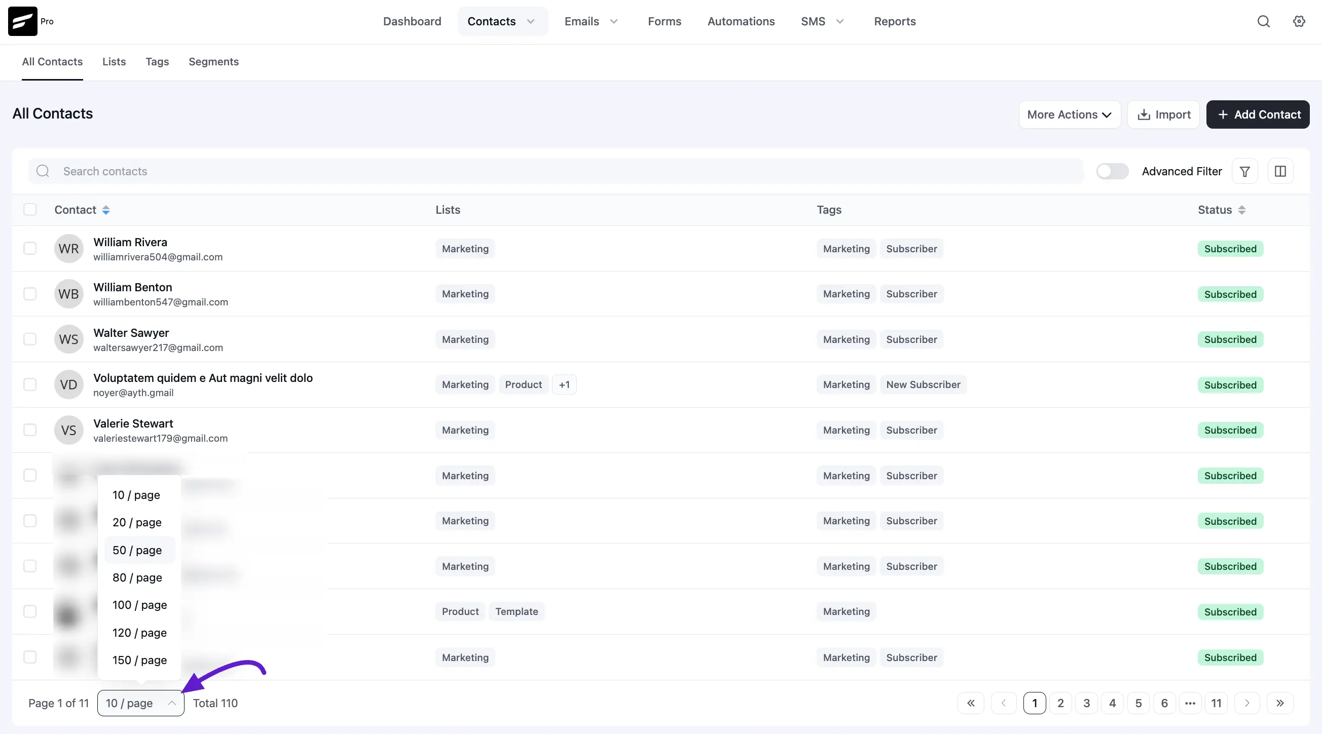 contacts fluentcrm 3