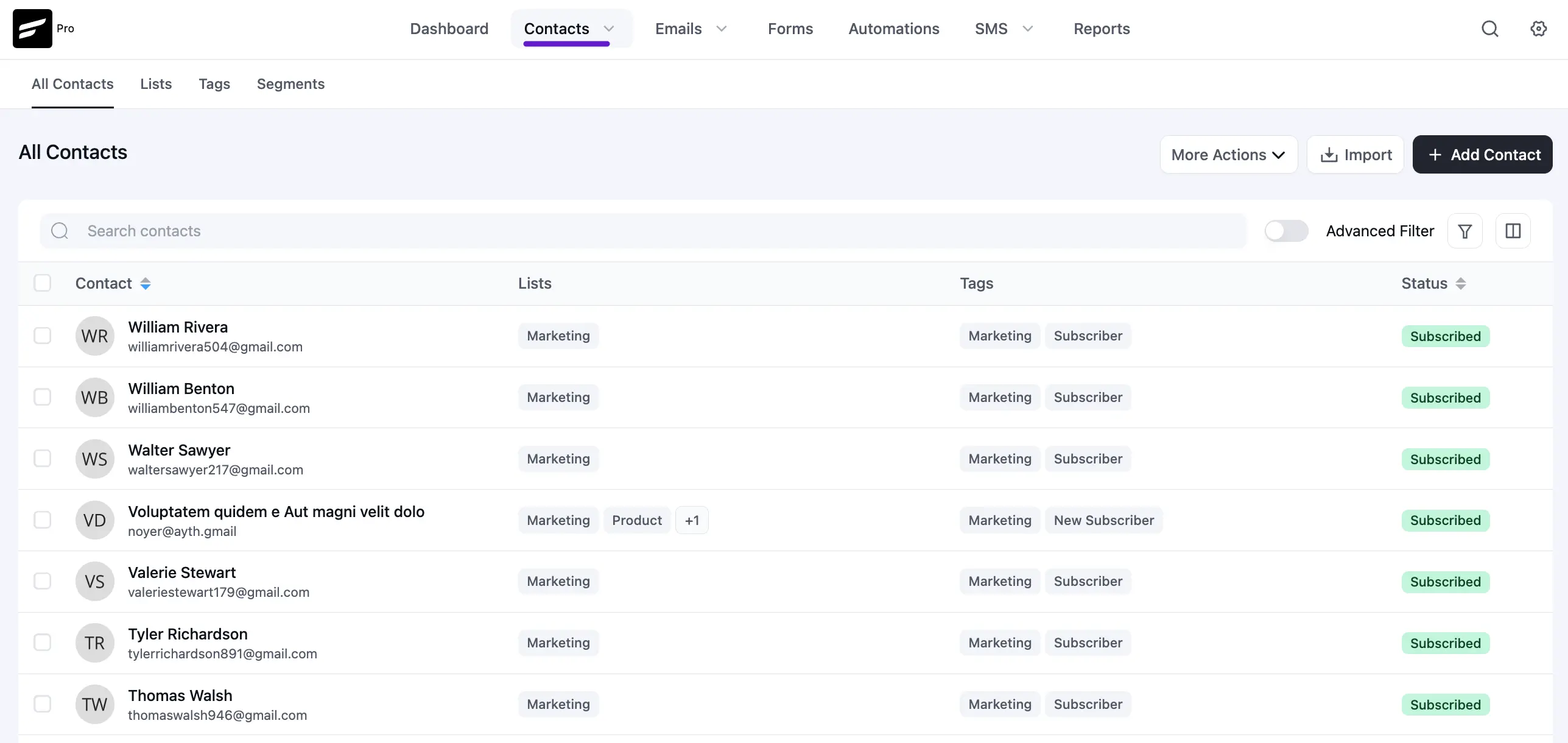 contacts fluentcrm