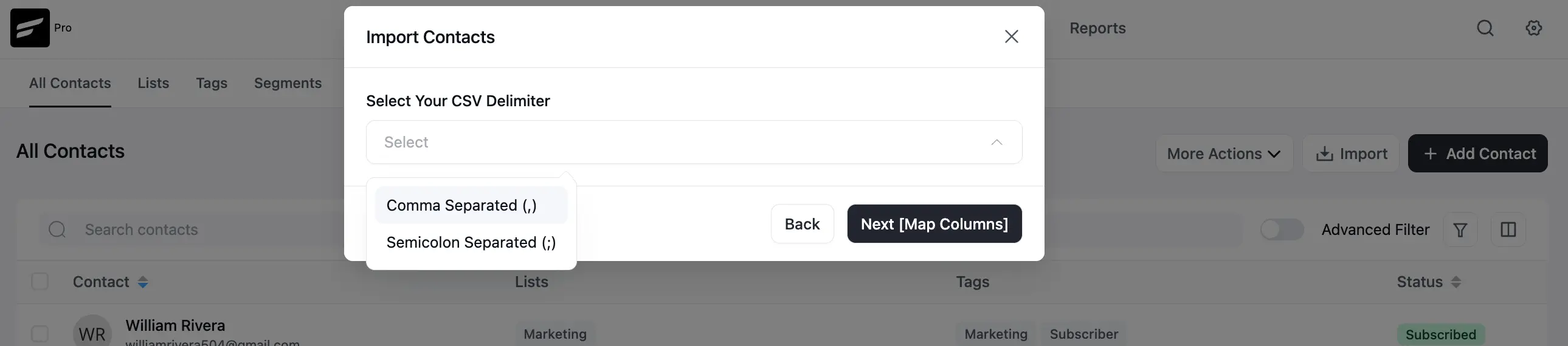 contacts fluentcrm 1 4