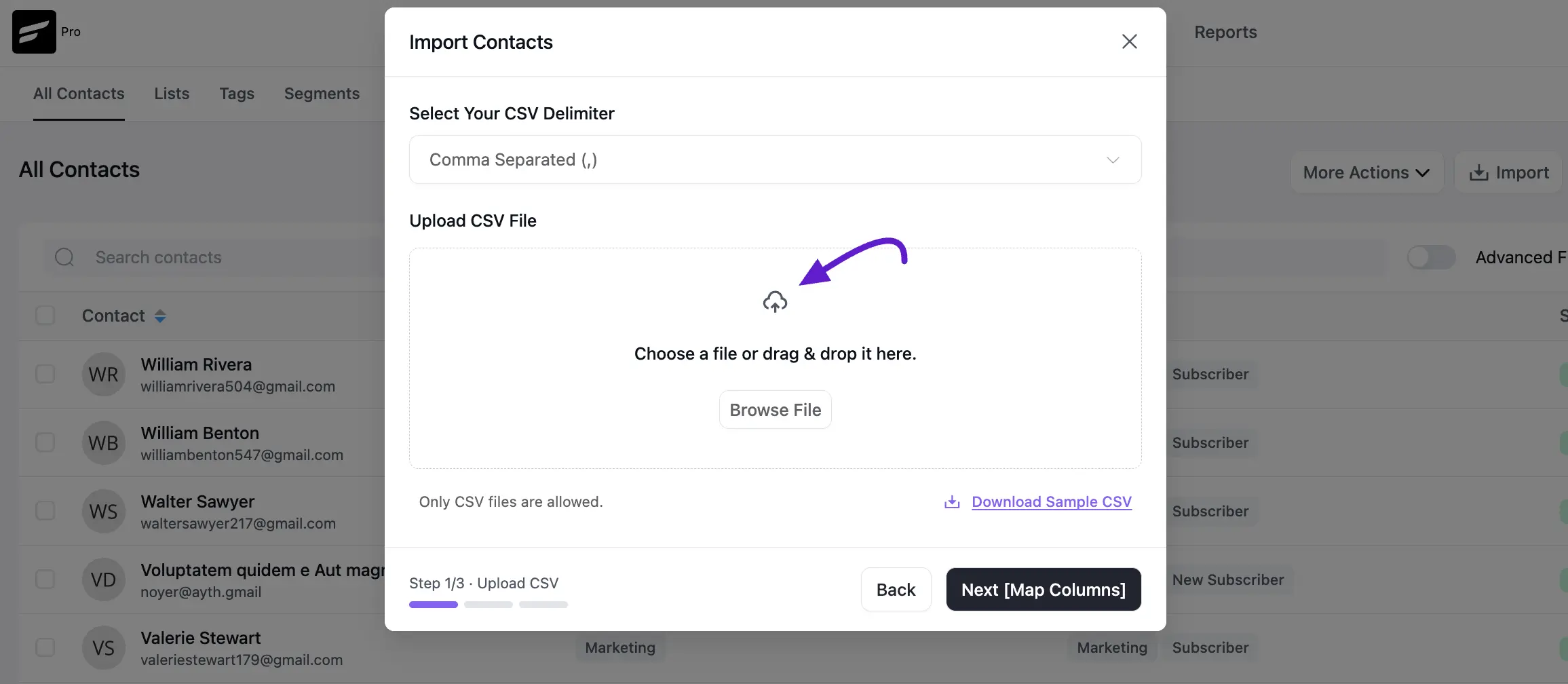 contacts fluentcrm 2 3
