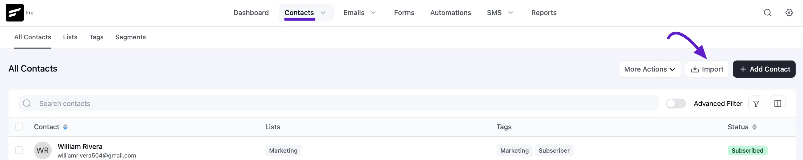 contacts fluentcrm 15