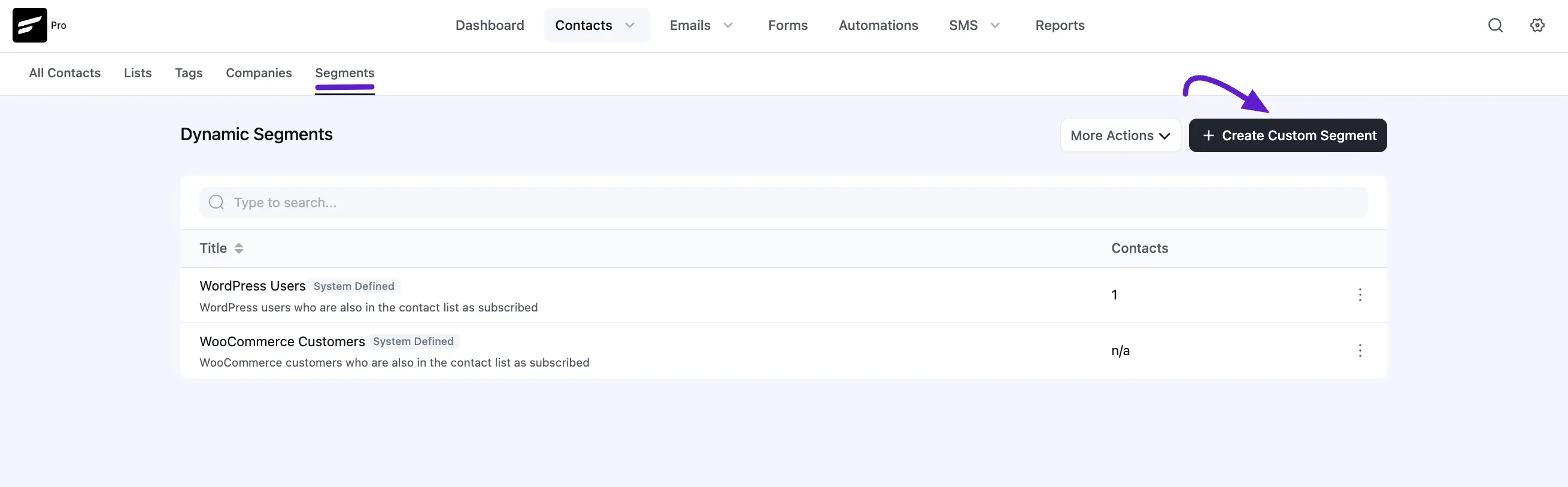 dynamic segments fluentcrm