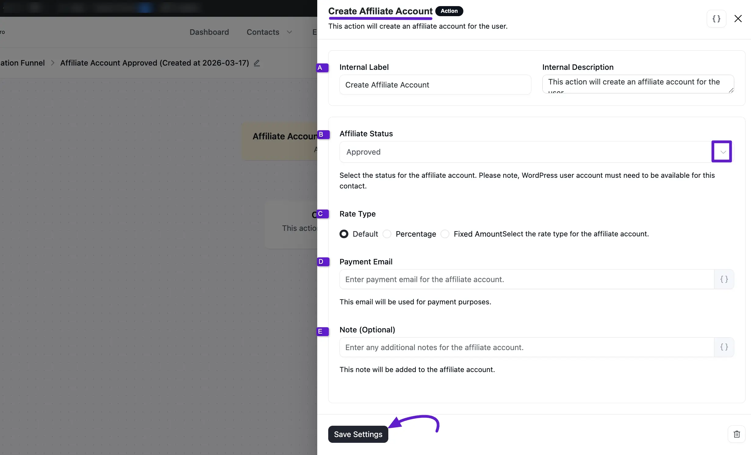 create affiliate account actions 05