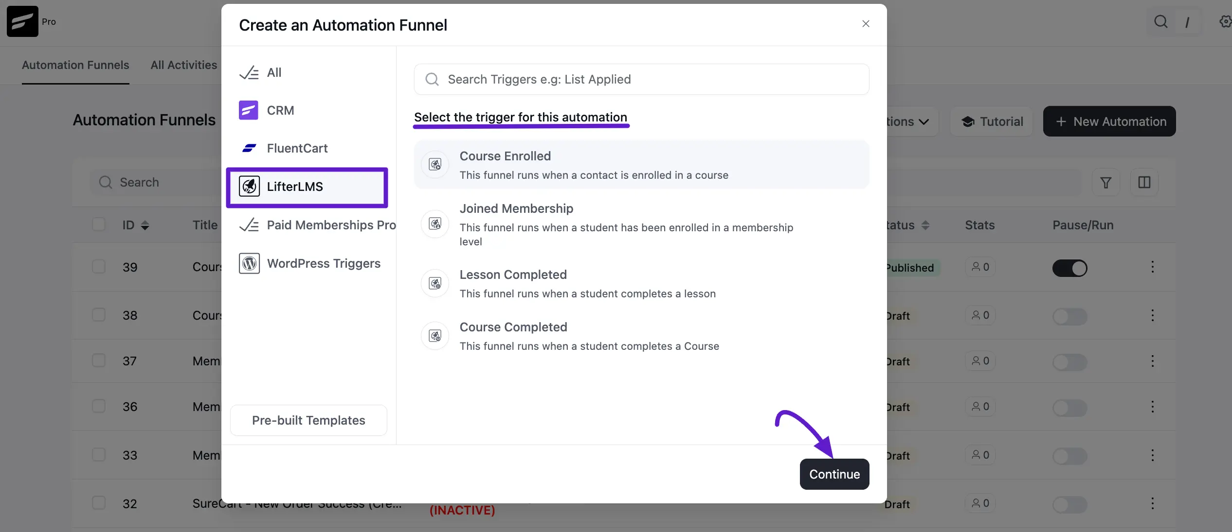 LifterLMS Trigger