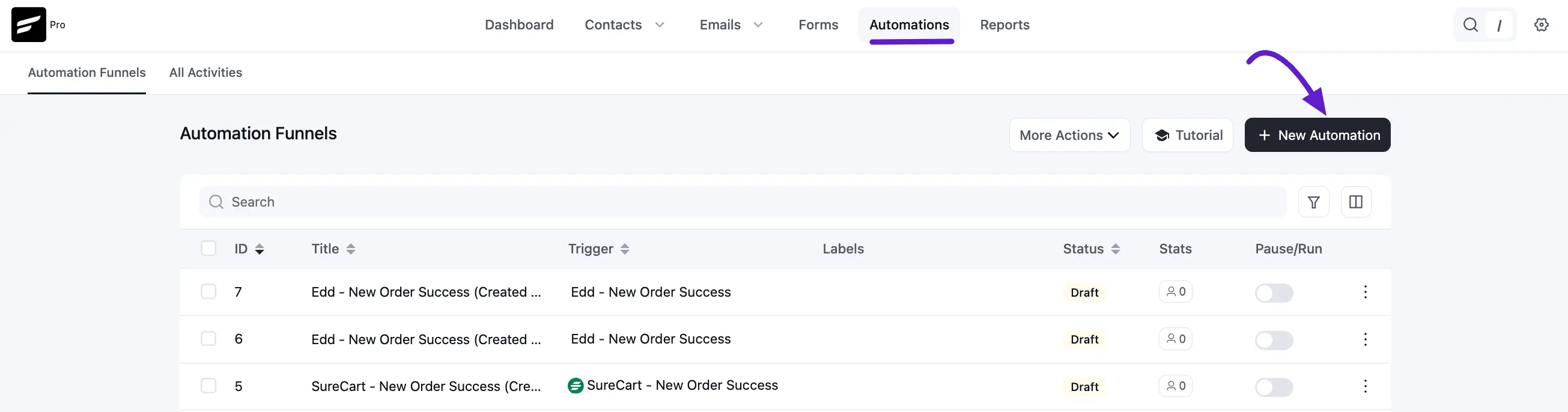 create a new automation