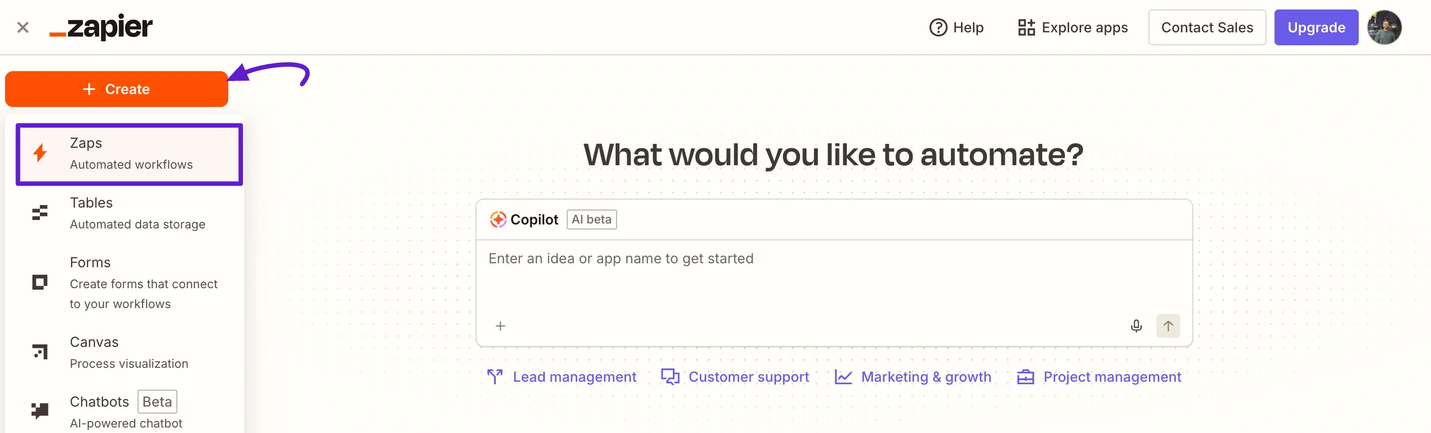 zapier dashboard