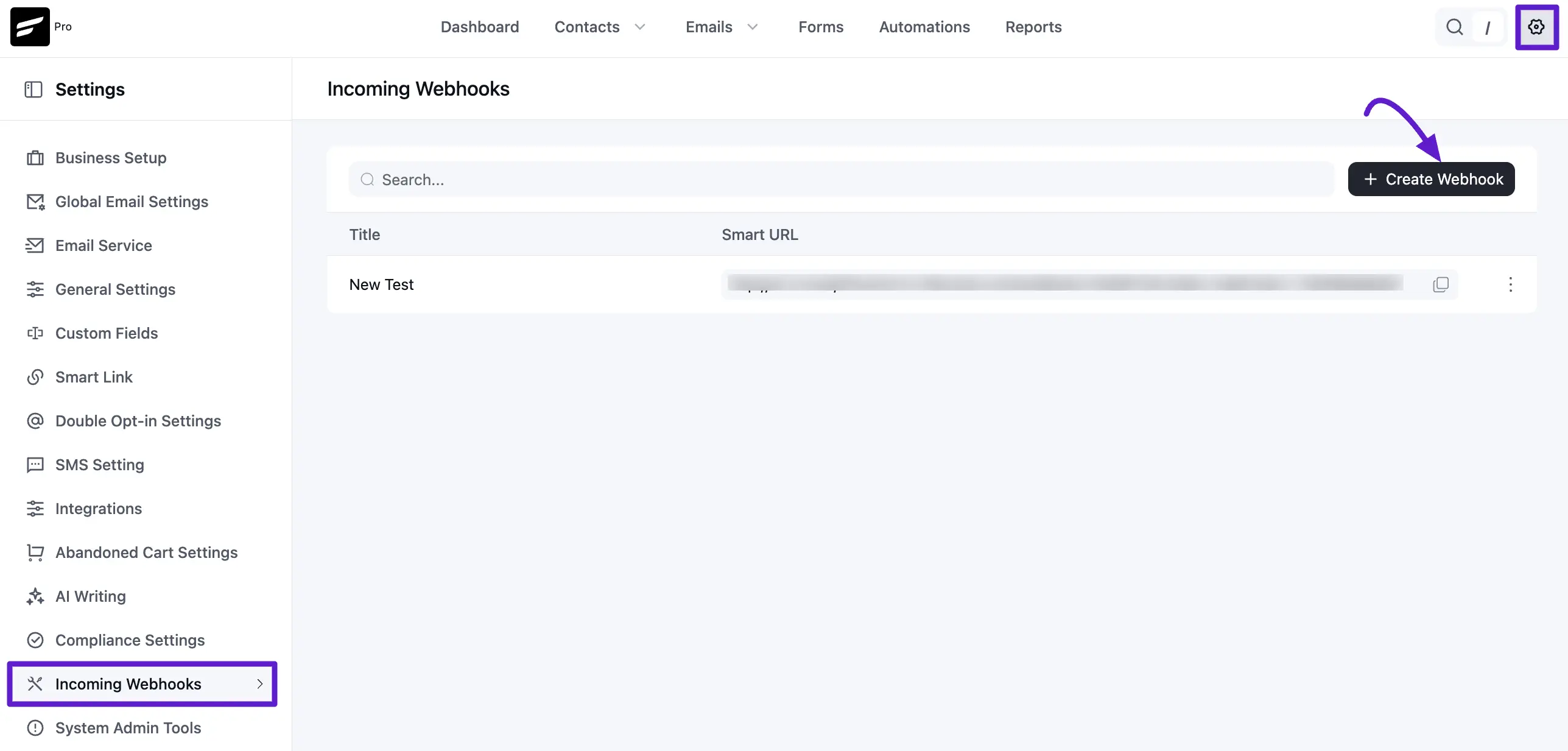 fluentcrm incoming webhooks