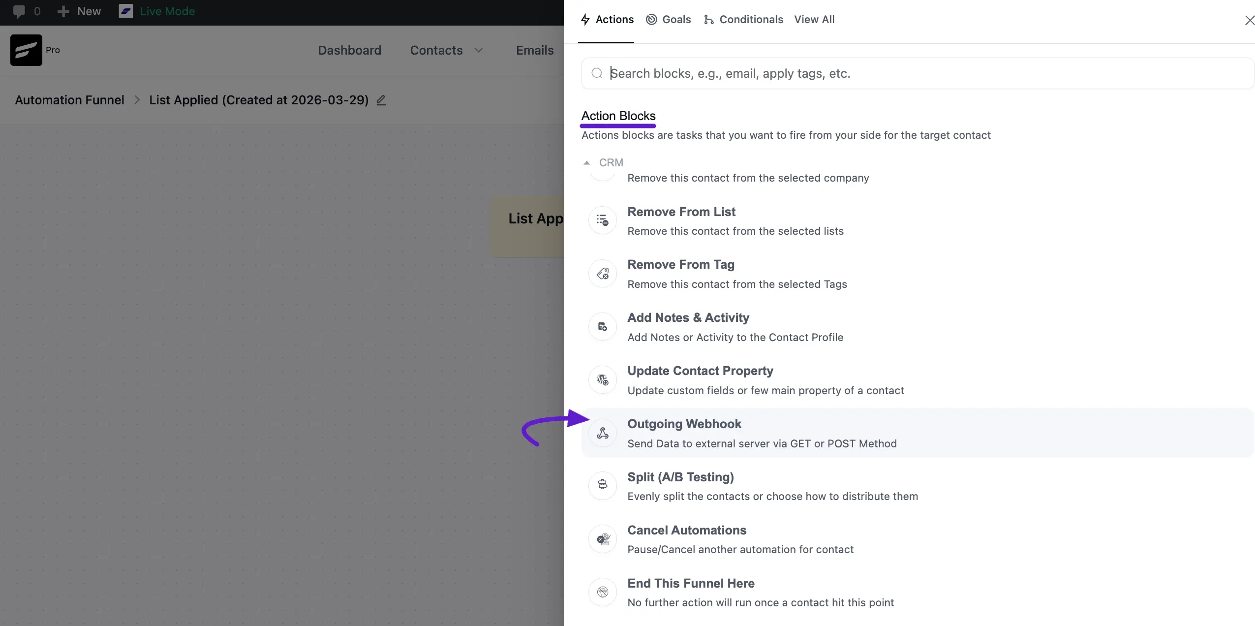 fluentcrm actions