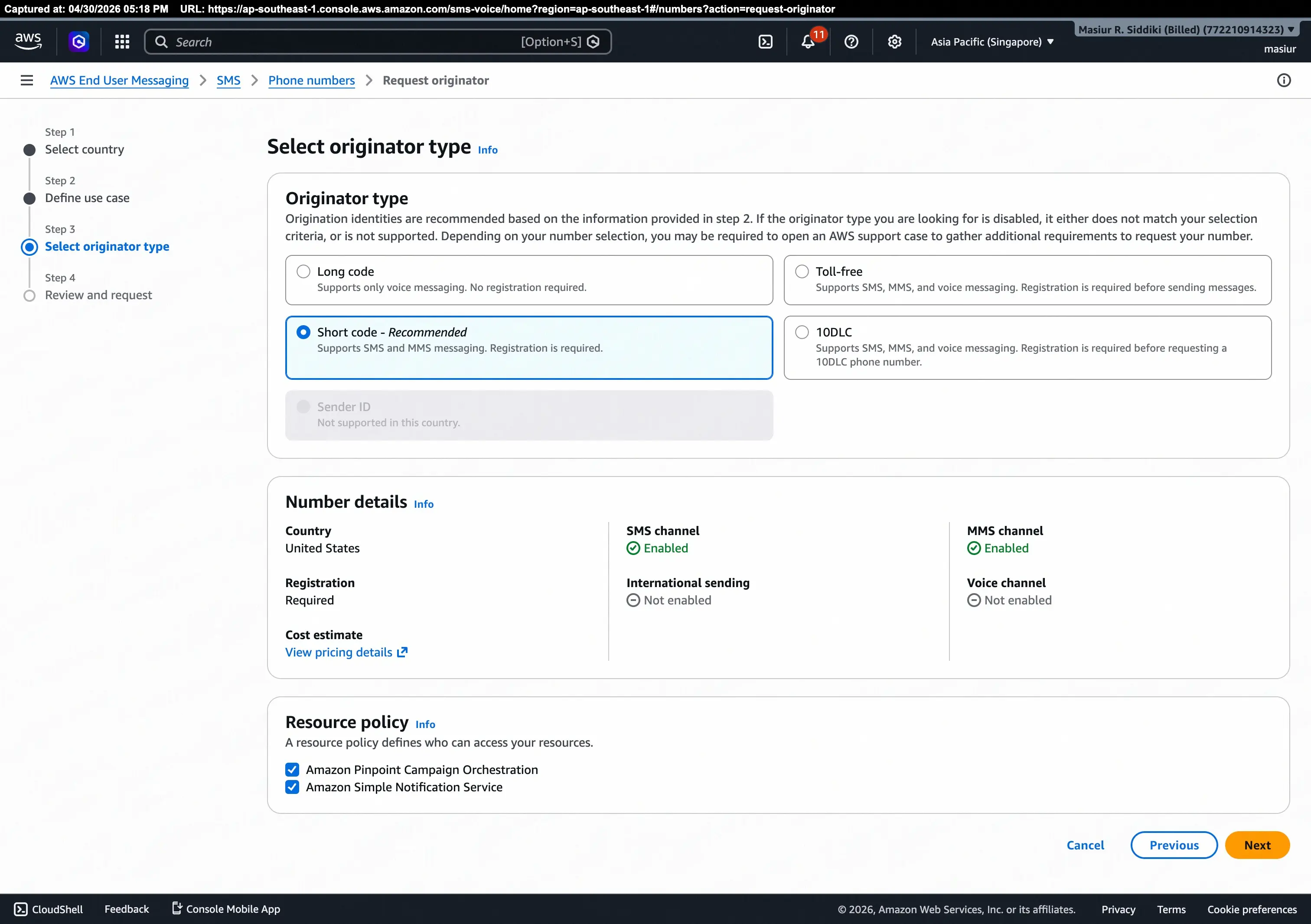 Request originator – Step 3: Select originator type
