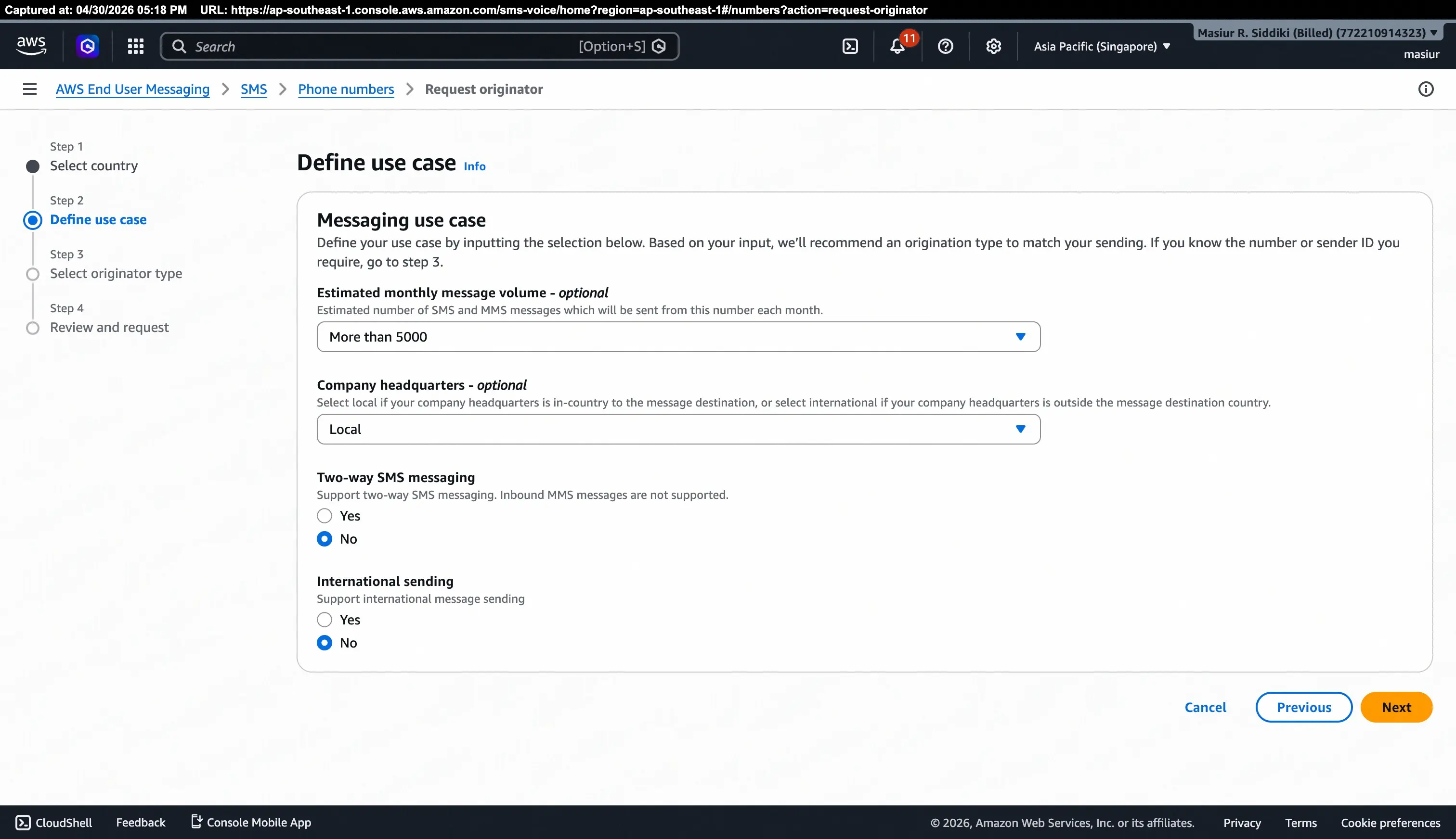 Request originator – Step 2: Define use case